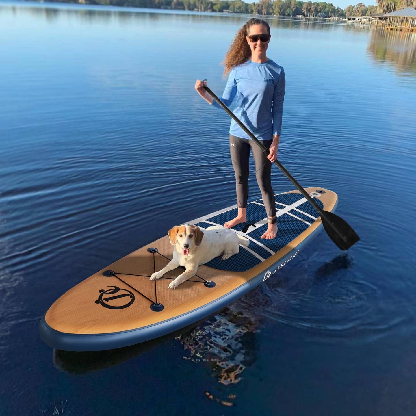 【SummerVibes】JC-ATHLETICS Multi-Purpose Inflatable Paddle Board - 6in Thick PVC Shell ISUP Package with EVA Non-Slip Deck, Hand Pump, Adjustable Paddle, Fins, Backpack, Ankle Leash & Premium Accessories for Sport, Flat Water, Increased Stability
