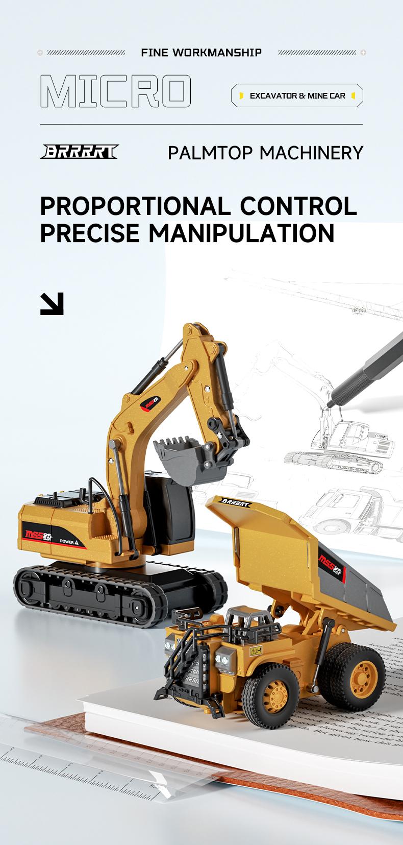 BRRRRT 1/64 RC Forklift Toy Remote Control Excavator RC Dump Truck RC Bulldozer for Adults Kids Boys and Girls RC Construction Vehicles