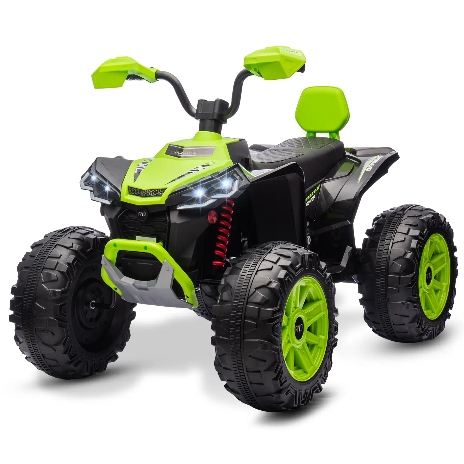 2026 Upgraded 24V Kids ATV 4-Wheeler Ride-On Car, Dual Drive, LED Lights, Bluetooth, USB, Spring Suspension, High/Low Speed, for Boys & Girls (Ages 3–8) Ride On Tractor