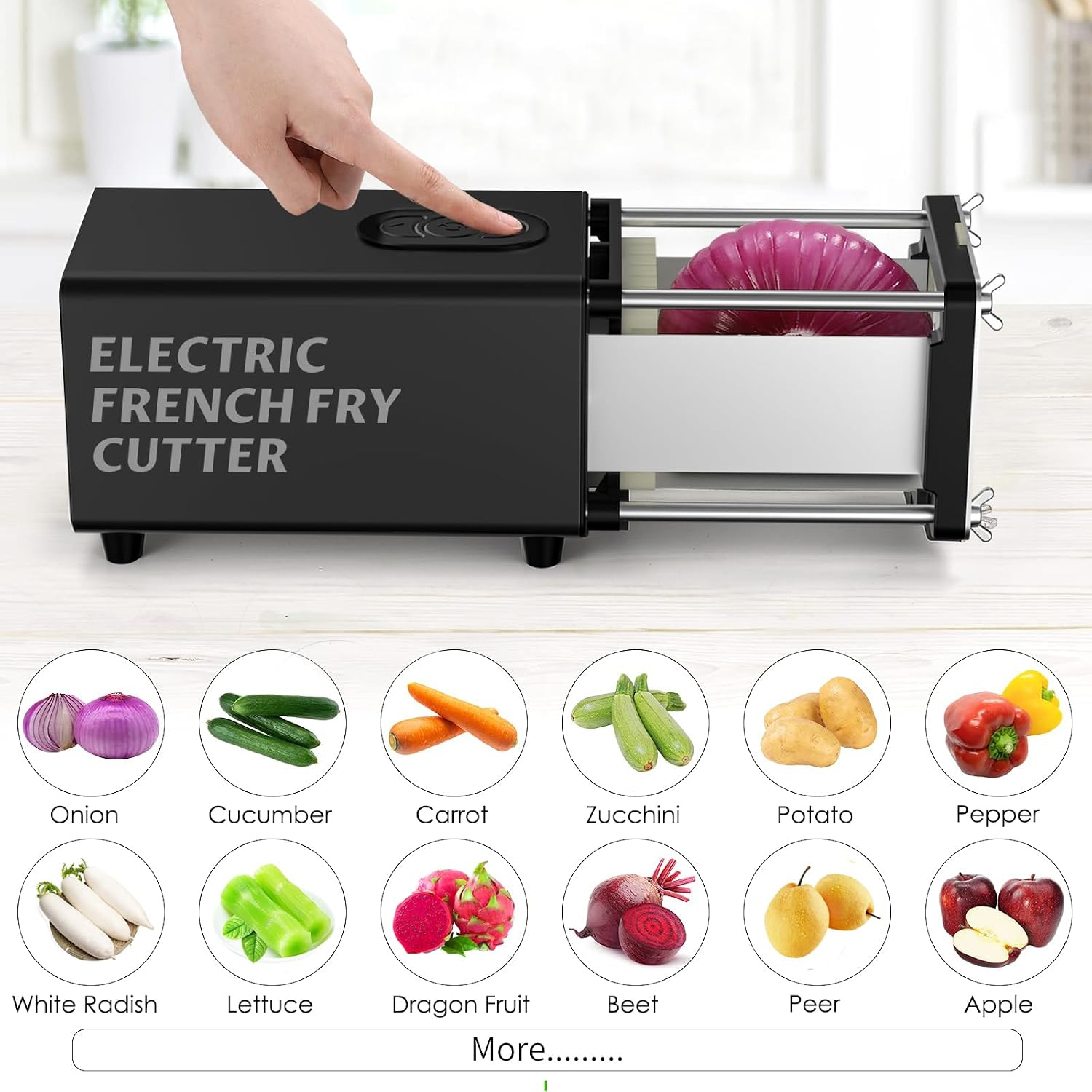 Electric French Fry Cutter, Potato Cutter Machine, Stainless Steel Potato Slicer, Vegetable Cutter, Kitchen Gadget