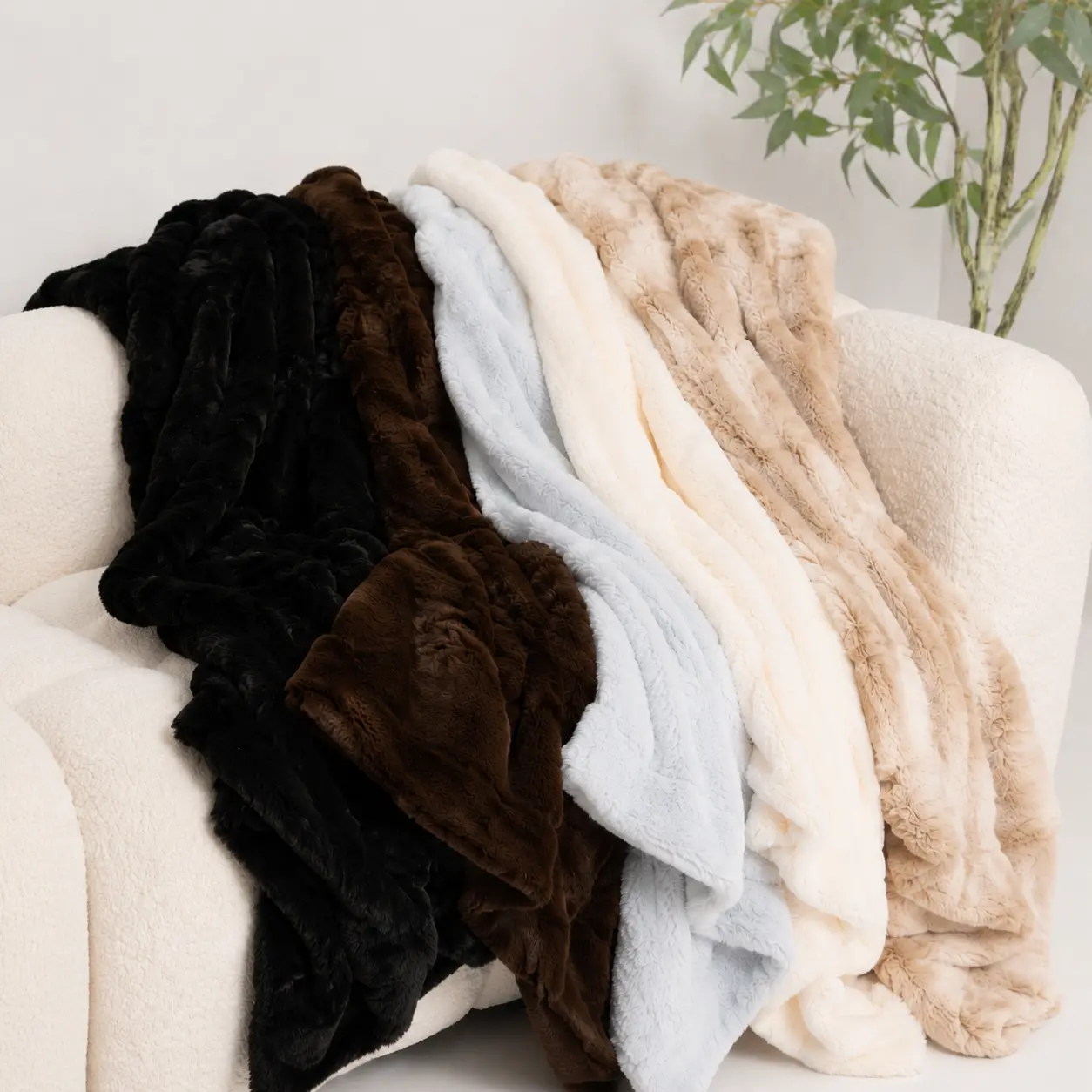 Mellow Sleep | Cloud Throw Blanket - Cloud Like Faux Rabbit Fur Plush Blanket, Ultra Soft Fluffy Fleece Throw for Stress & Anxiety Relief, Thick Warm Cozy Blanket for Couch, Bed, Travel & Relaxation