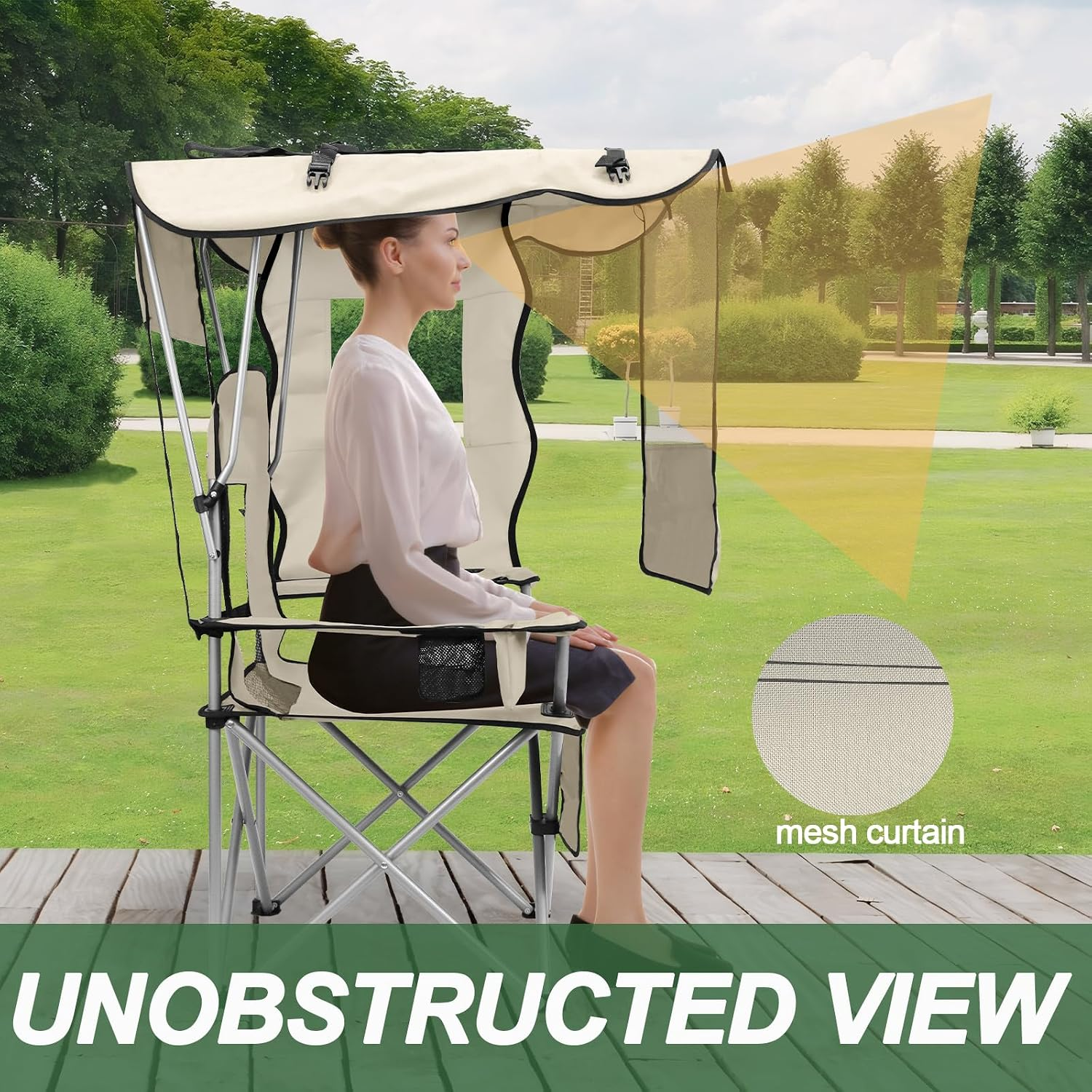 HULIABU Folding Canopy Camping Chair, Single & 2-Person Outdoor Loveseat with UPF 50+ Sun Shade, Portable Backpack Chair with Cooler & Storage for Beach, Camping & Picnic