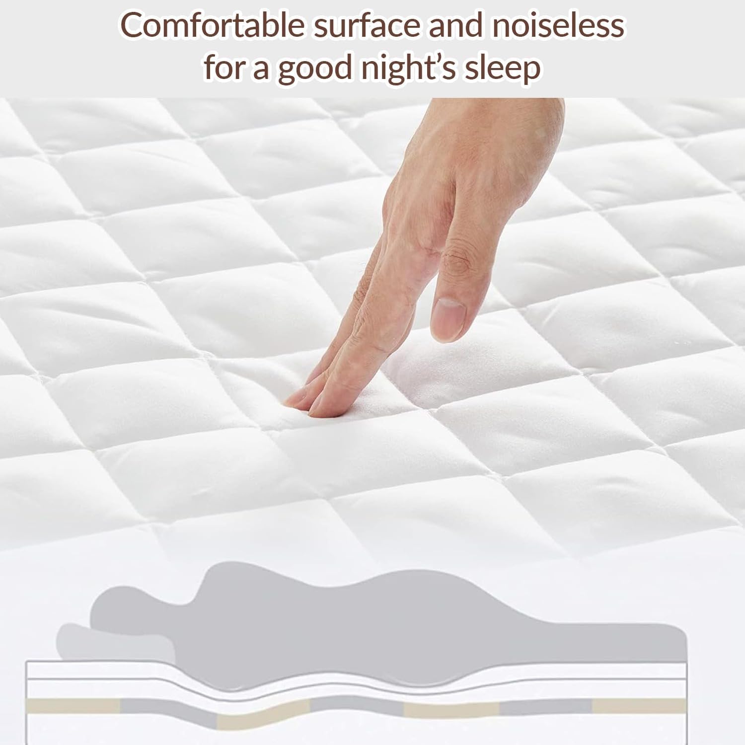 Raybee Waterproof Mattress Protector Queen Size, Washable & Durable Mattress Cover, 6-16'' Deep Pocket Mattress Pad , Fitted Sheet For Bedroom, Guest Room, Collage Dorm,Hotel,Dust Proof,back to school,back to school shopping,home decor Raybee Waterproof Mattress Protector Queen Size, Washable & Durable Mattress Cover, 6-16'' Deep Pocket Mattress Pad , Fitted Sheet For Bedroom, Guest Room, Collage Dorm,Hotel,Dust Proof,back to school,back to school shopping,home decor