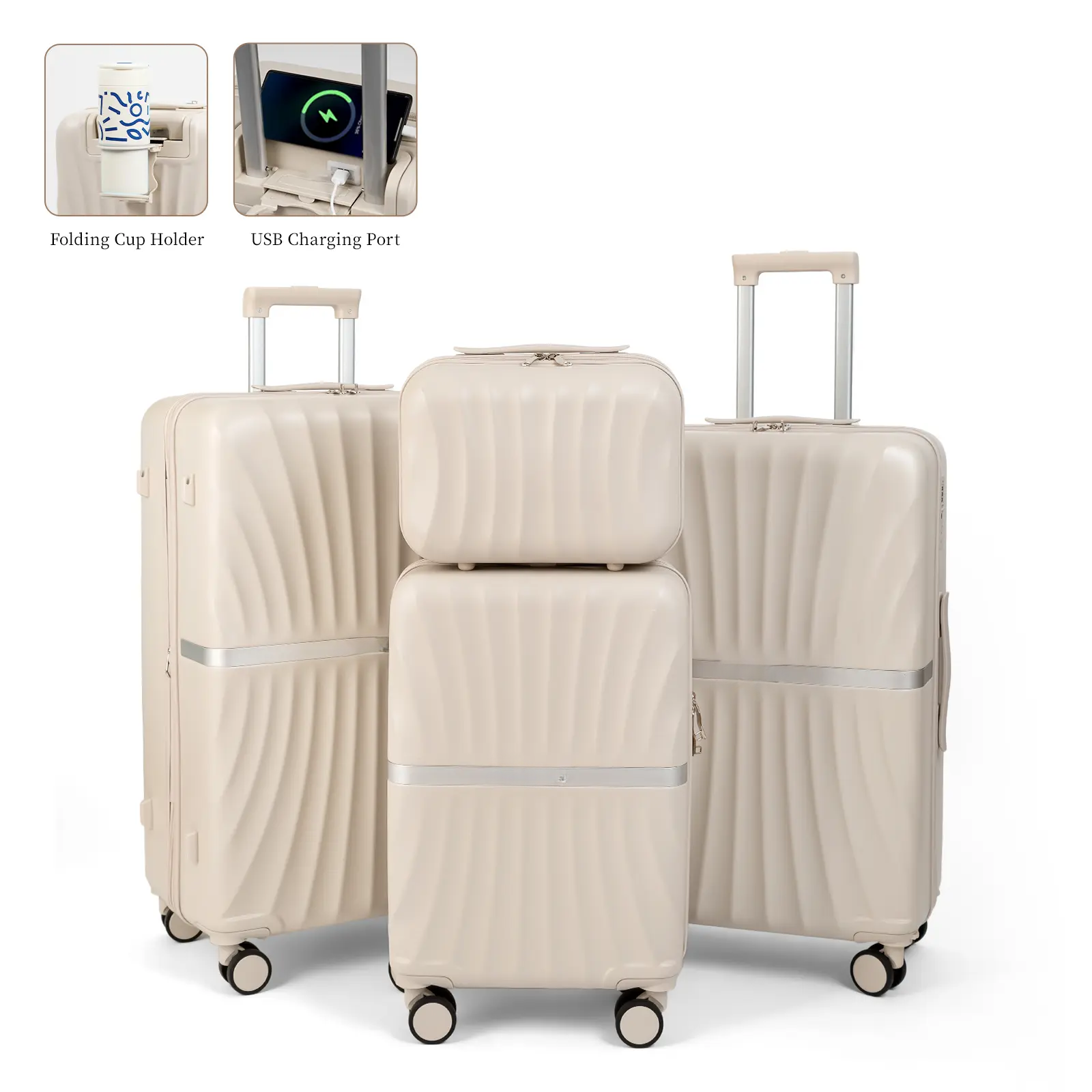 4 Piece Luggage Set, Expandable TSA Lock Hardshell Durable Traveling Bag Travel Suitcase Set with Double Spinner Wheels, Luggage Sets (13/20/26/28in) Gift for Back to School summervibes, vacationoutfits,beachoutfits,back to school shopping