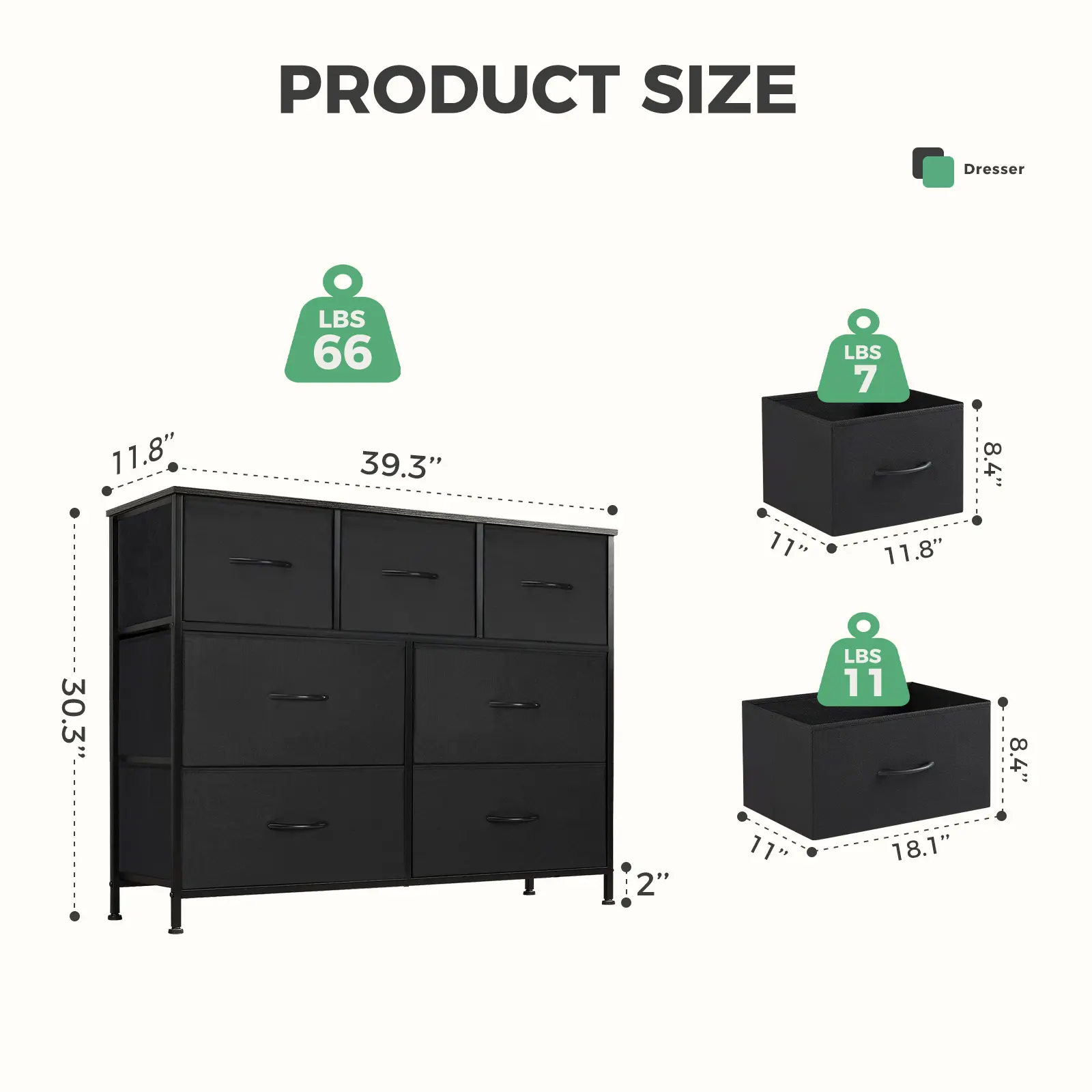 【Deal】Sweetcrispy 7-Drawer Black Fabric Drawer Storage Dresser - Bedroom Dresser, Small Room Organization Product, Organizer Storage, TV Stand Sideboard, Entryway Cabinet