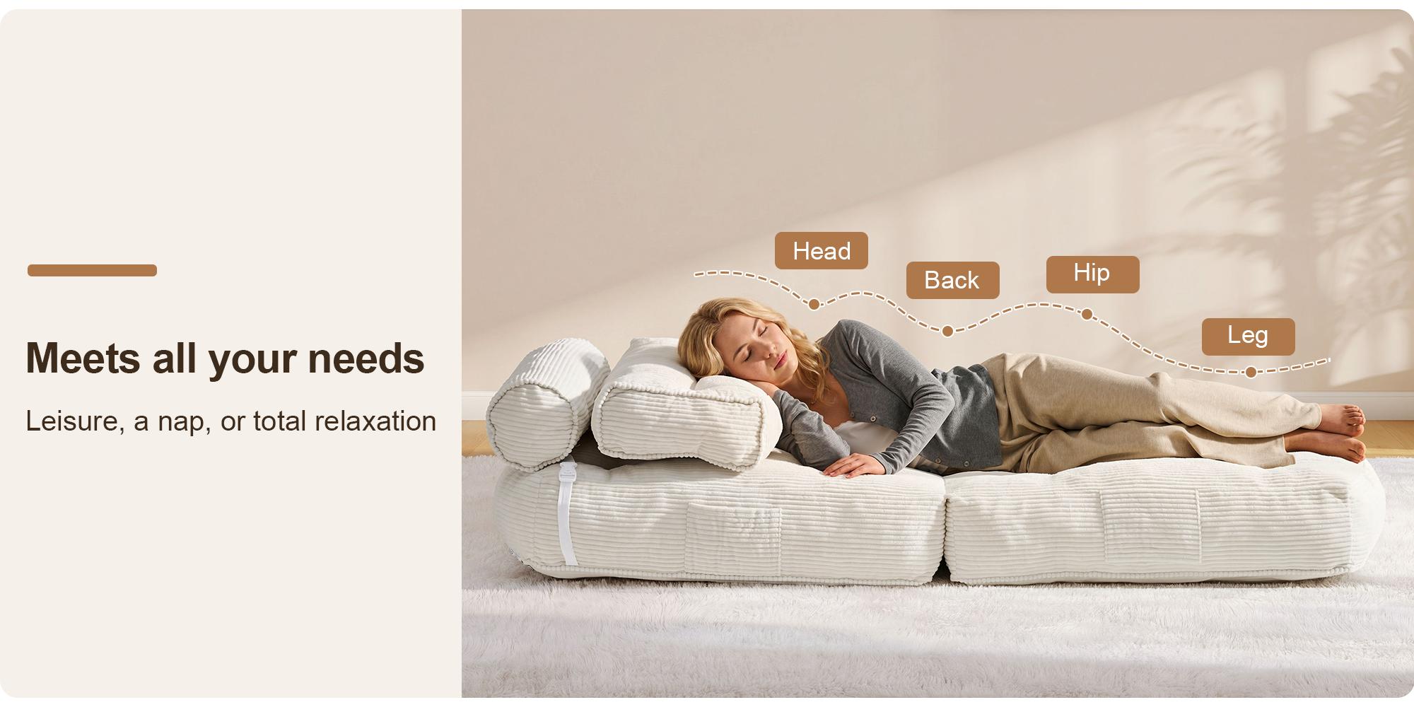 ONBRILL Corduroy Foam Futon Couch Loveseat - Foldable Sleeper with Pillow, Back Support Convertible, Portable Single Indoor Furniture for Small Space Bedroom, Modern Living Room, Folding Couch, Foam Sofa ONBRILL Corduroy Foam Futon Couch Loveseat - Foldable Sleeper with Pillow, Back Support Convertible, Portable Single Indoor Furniture for Small Space Bedroom, Modern Living Room, Folding Couch, Foam Sofa