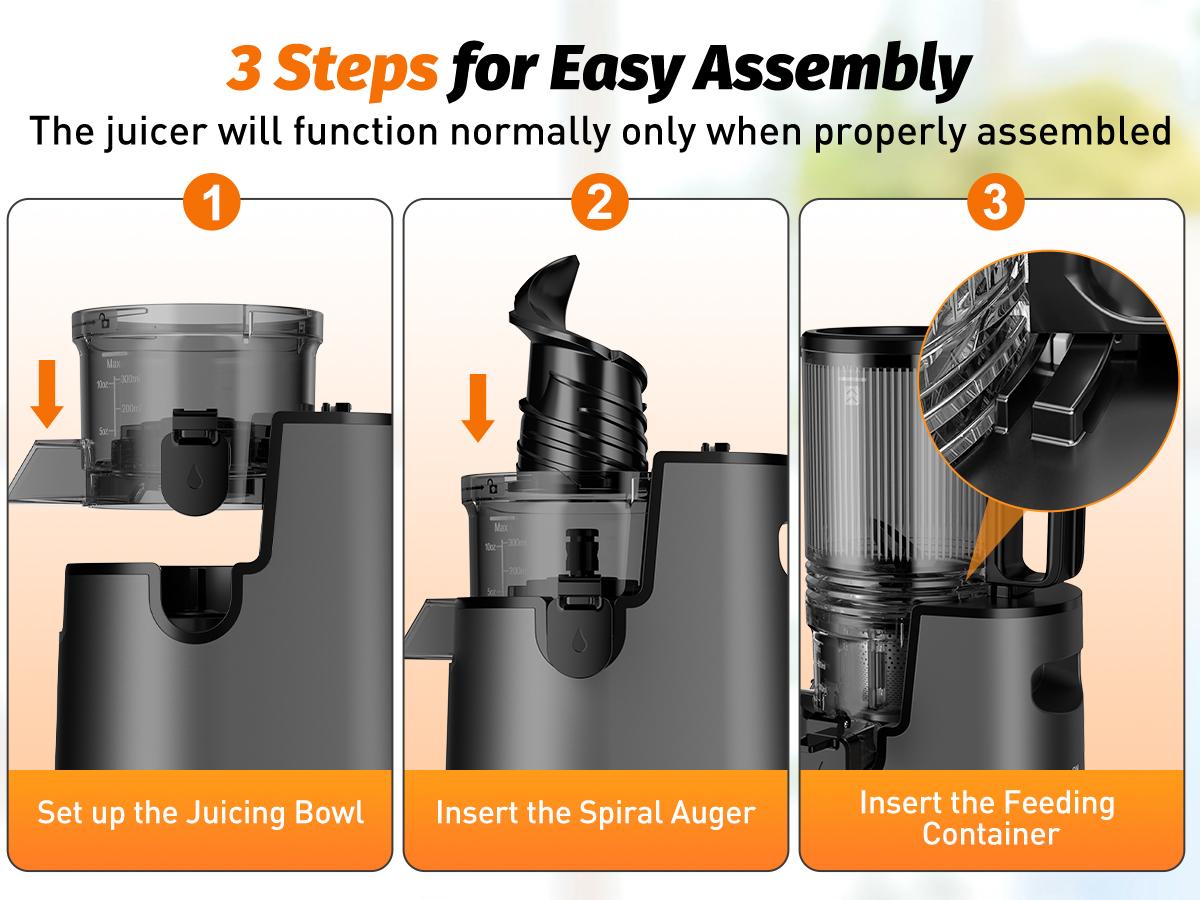 LQZ 350W Cold Press Juicer - Slow Masticating, 5.4 Inch Feed Chute, High Juice Yield, Easy Clean, 55rpm Technology for Whole Fruits & Veggies,Summer Glow LQZ 350W Cold Press Juicer - Slow Masticating, 5.4 Inch Feed Chute, High Juice Yield, Easy Clean, 55rpm Technology for Whole Fruits & Veggies,Summer Glow