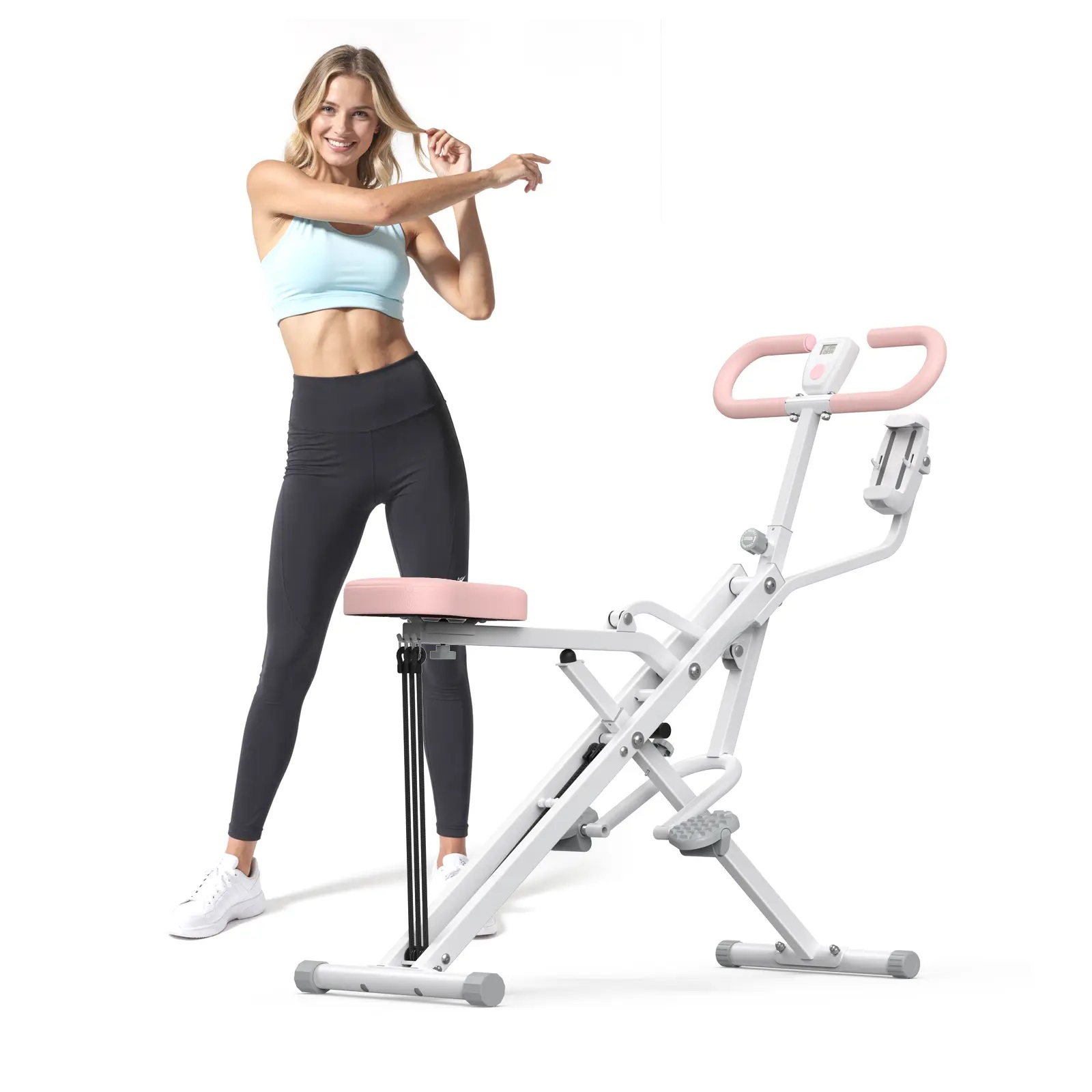 2-in-1 Squat & Rowing Machine | Adjustable Resistance Home Gym with LCD Monitor | 350LBS Capacity
