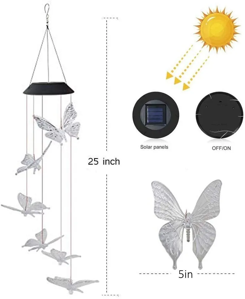 Wind Chime Butterfly LED Solar Light