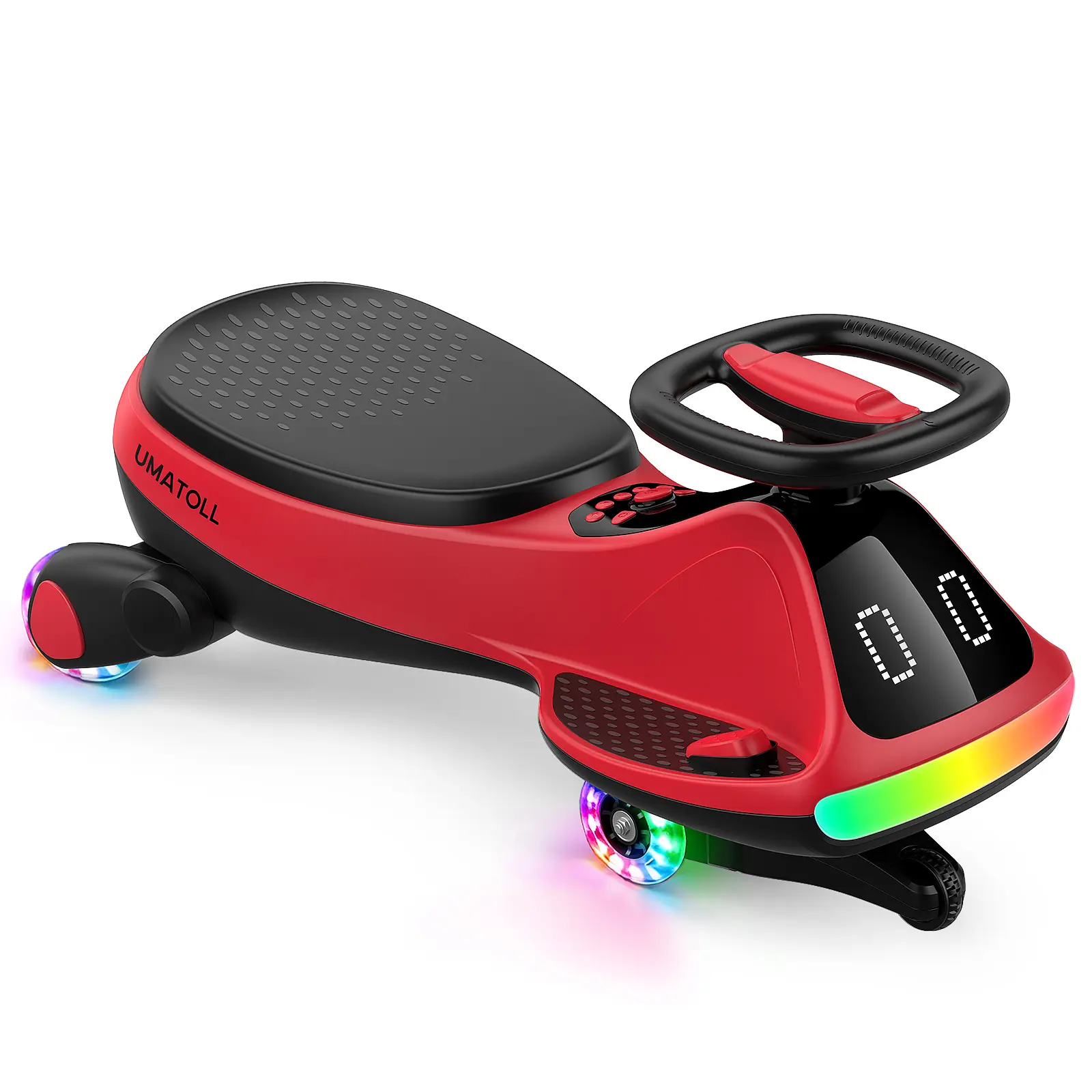 Umatoll Premium 12V Electric Wiggle Car with Digital Display Screen, Pedal & RGBIC LED Lights, Bluetooth Music Ride on Toys, Twist Car, Birthday Gifts， Adjustable Lighting Screen, #DealsForYouDays