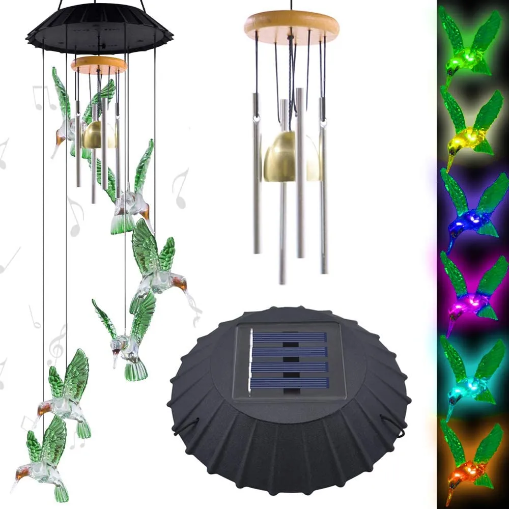 Solar Powered Hummingbird Wind Chimes