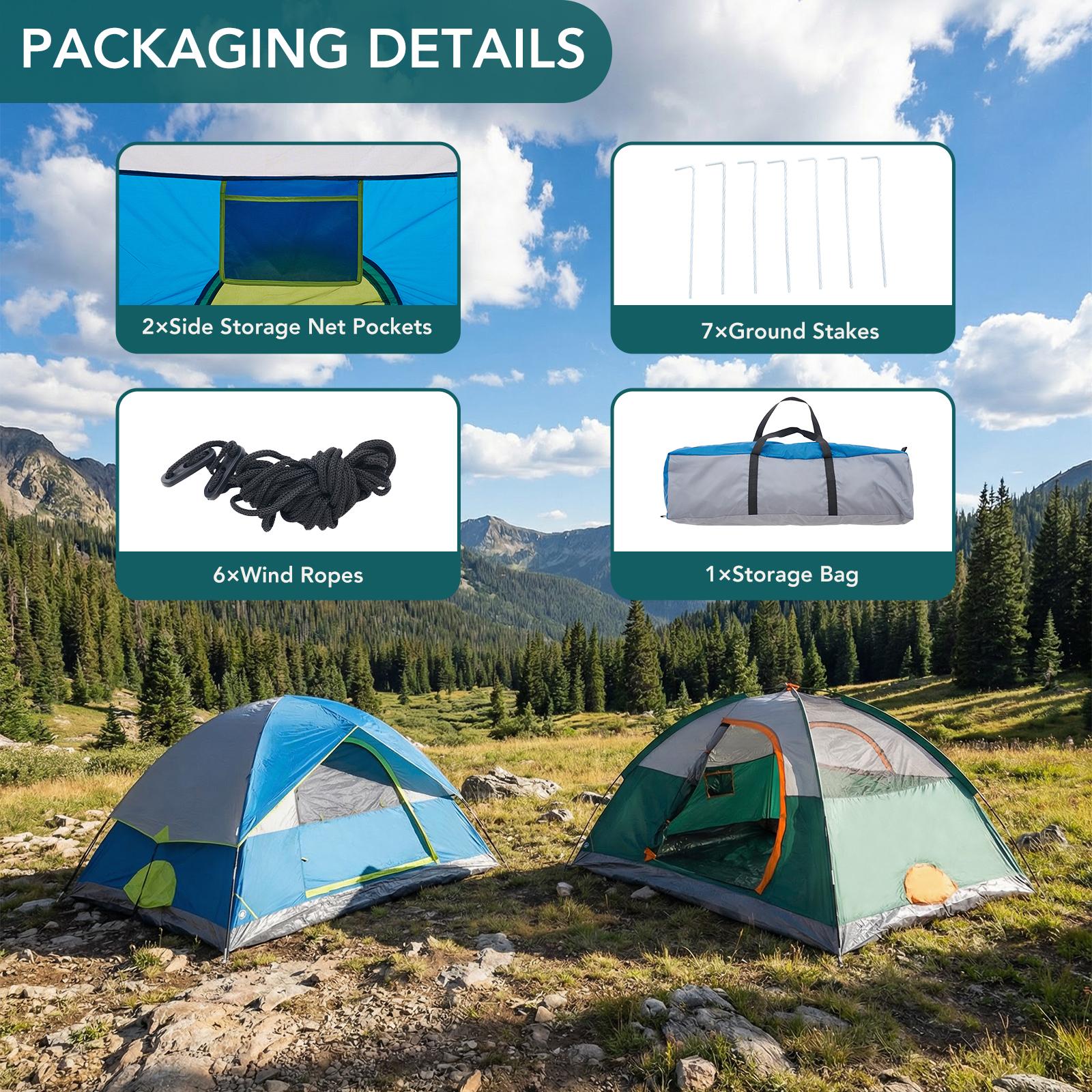 Sweetcrispy 2-8 Person Instant Polyester Camping Tent for Families, Easy Setup with Removable Rainfly, Power Cord Access & Excellent Ventilation, Easy Setup Tents, Tents For Camping