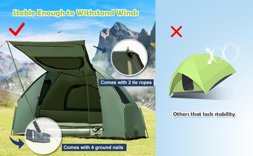 Costway-5-in-1 Tent Cot, Camping Tent Combo with Awning, Air Mattress, Sleeping Bag, Air Pillow, Camping Cot, with Carrying Bag for Outdoor Hiking Costway-5-in-1 Tent Cot, Camping Tent Combo with Awning, Air Mattress, Sleeping Bag, Air Pillow, Camping Cot, with Carrying Bag for Outdoor Hiking