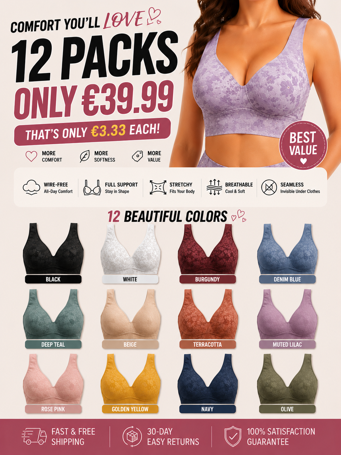 Women Jelly Bras Wirefree Full Coverage No Underwire Everyday Bras Comfortable