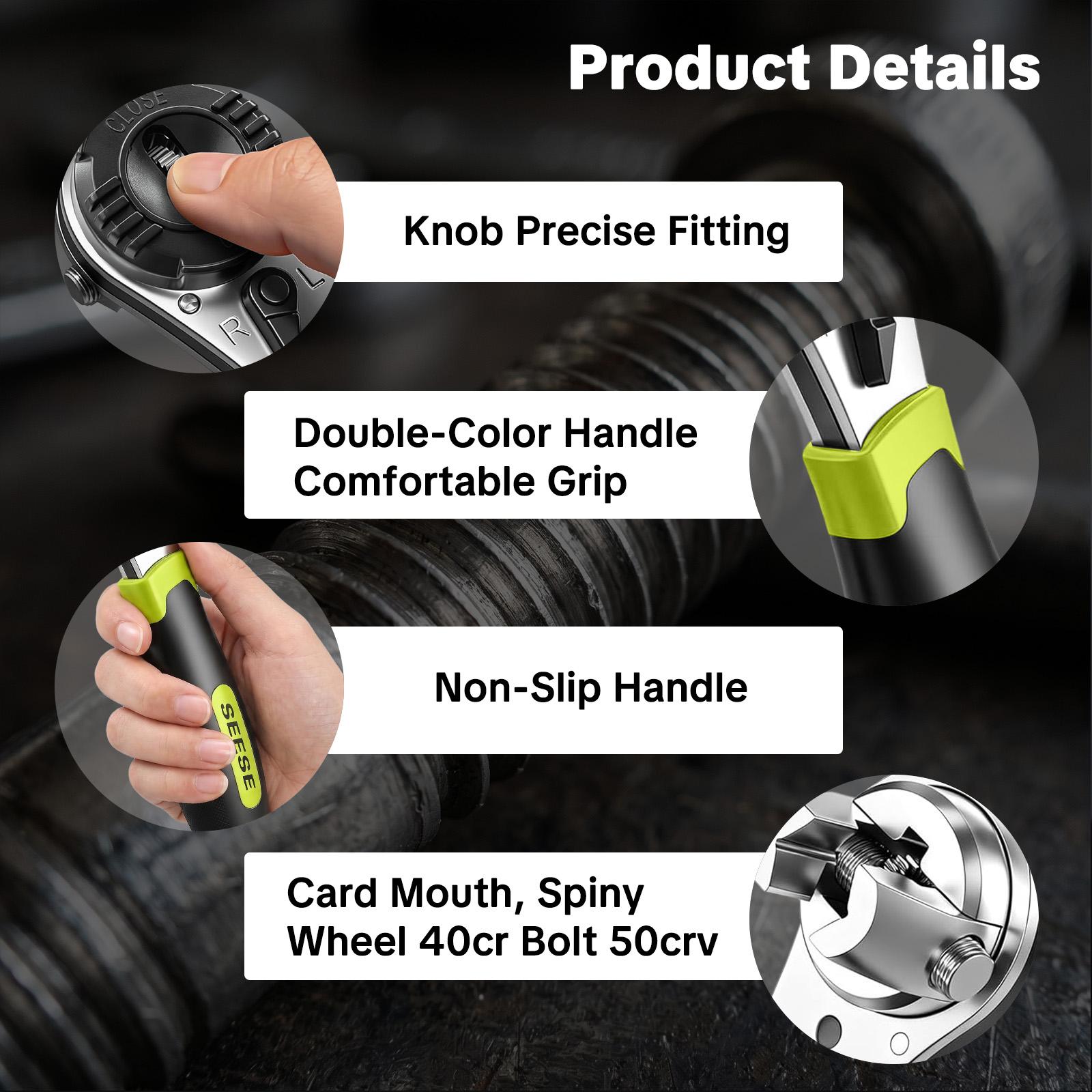 SEESE Adjustable Ratchet Wrench Kit for 6-22mm Screw, Portable Adjustable Ratcheting Wrench Set with Non-slip Handle