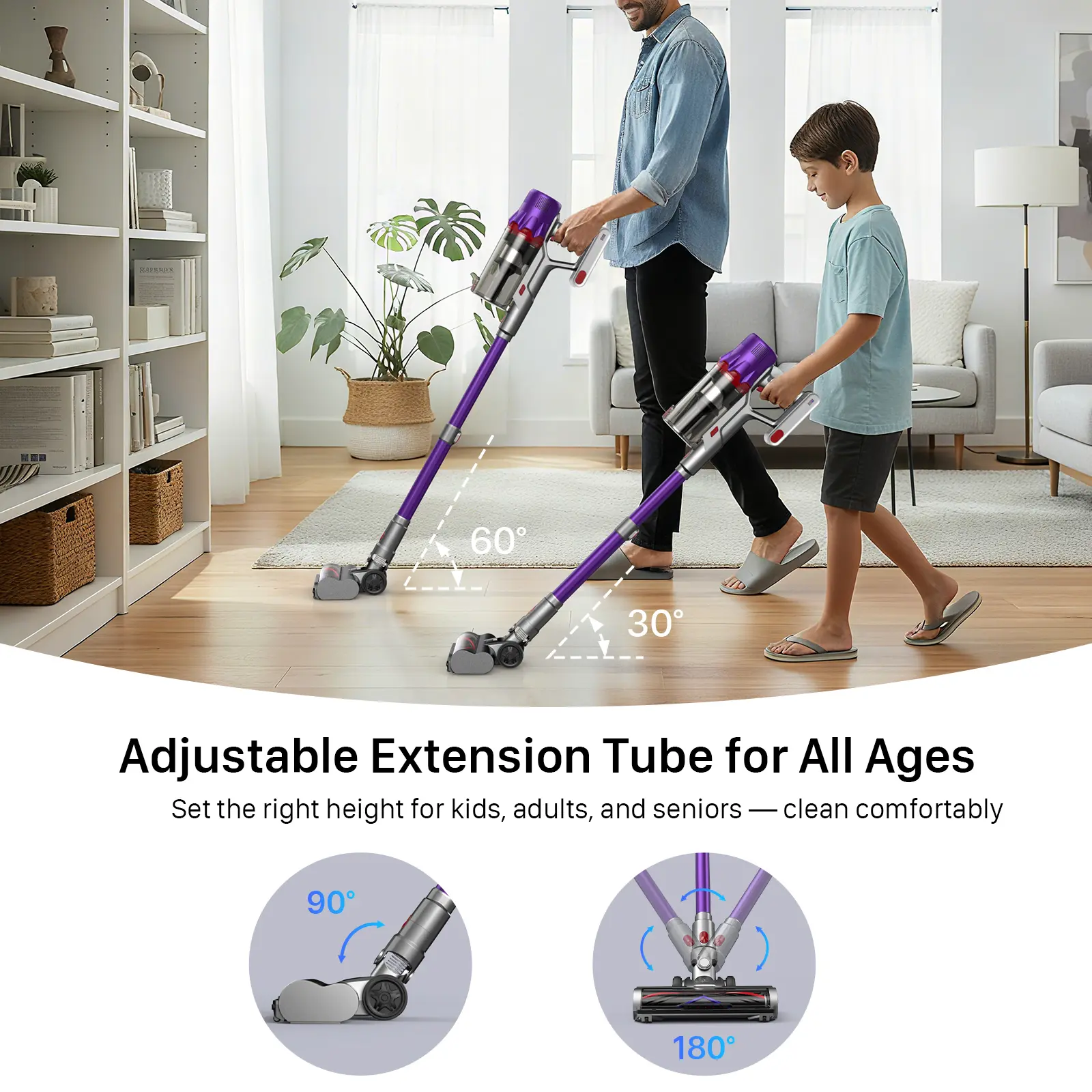CUZMOK Cordless Vacuum Cleaner,45-Min Runtime 180W Powerful Suction,Self-Standing Stick Vacuum Cleaners with HEPA Filter for Home,Lightweight,Powerful Suction,Anti-Tangle Brush, LED Light,Detachable, for Carpet/Floor/Pet Hair/Car#Summervibes