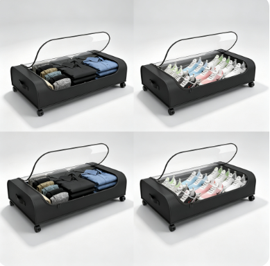 HULIABU Under Bed Storage Drawers with Wheels, Rolling Metal Storage Organizer for Clothes, Shoes & Blankets, Space-Saving Bedroom Storage