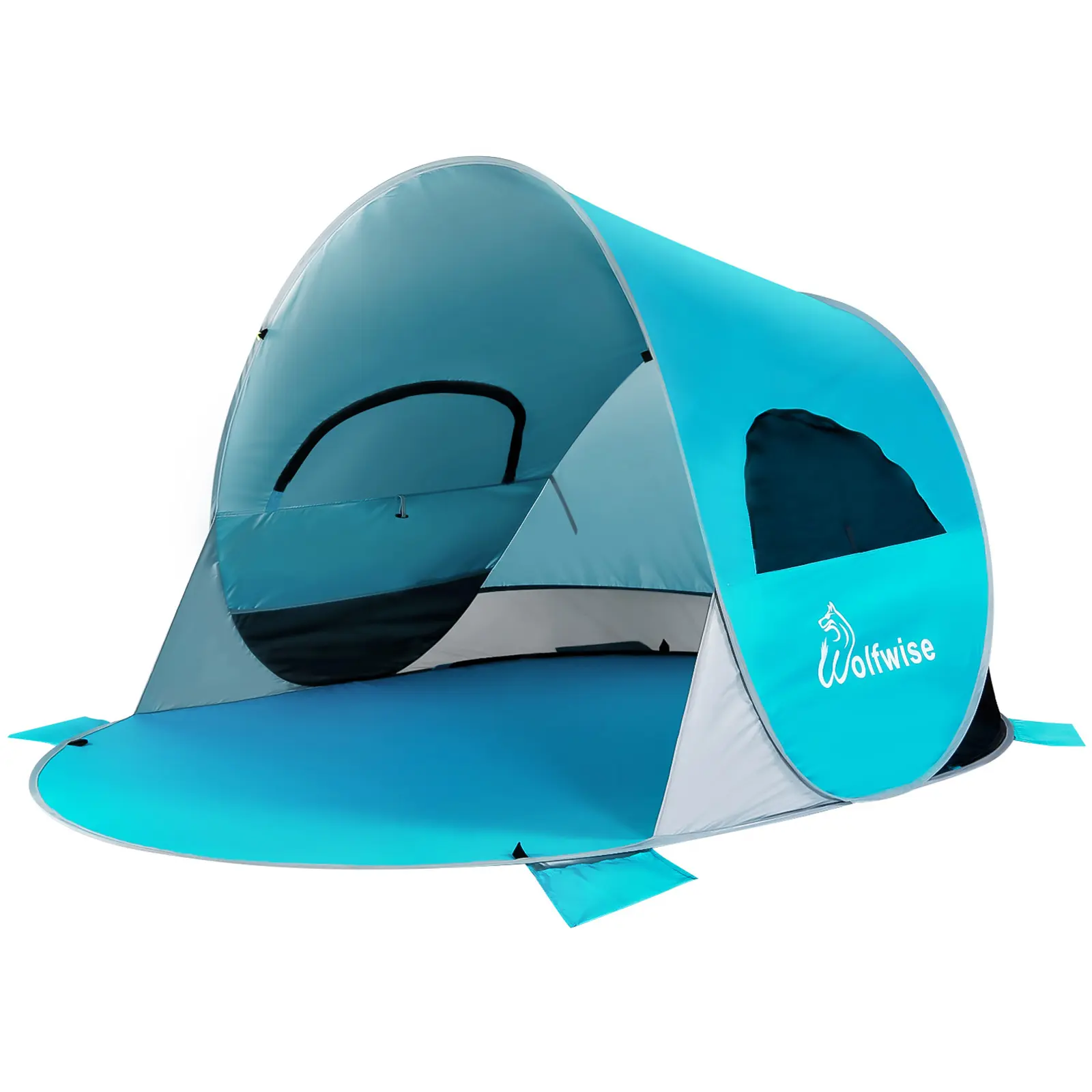 WolfWise UPF 50+ Easy Pop Up 3-4 Person Beach Tent, Sport Umbrella, Instant Sun Shelter Tent, Sun Shade Canopy, Portable Sand Pockets For Stability High Density Mesh Windows Outdoorfun #SummerVibes