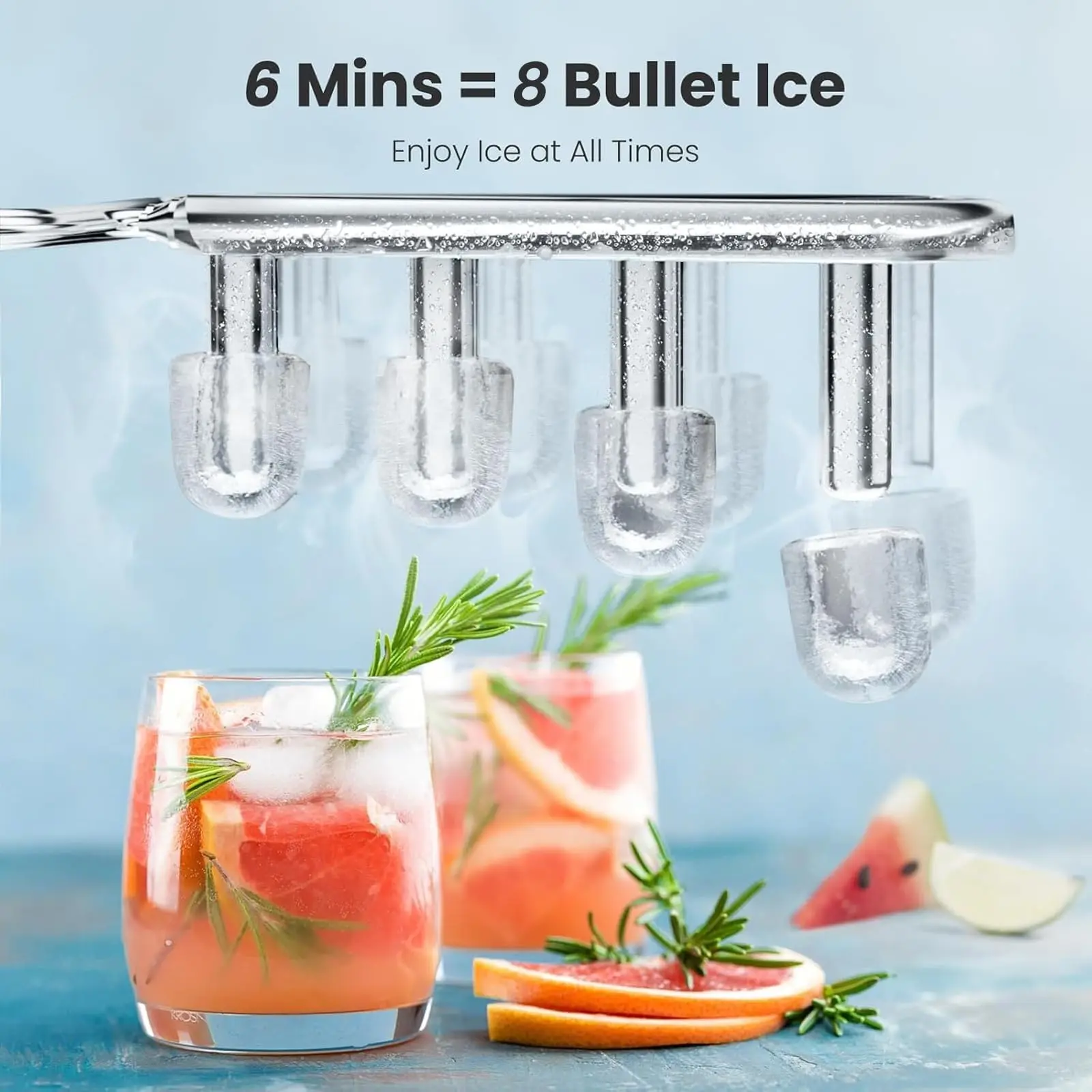 Back To School - HULIABU Countertop Icemaker with Handle - Bullet Ice Making Machine, 8 Cubes in 6 Mins, Portable Self-Cleaning Ice Machine for Home/Office (Purple)