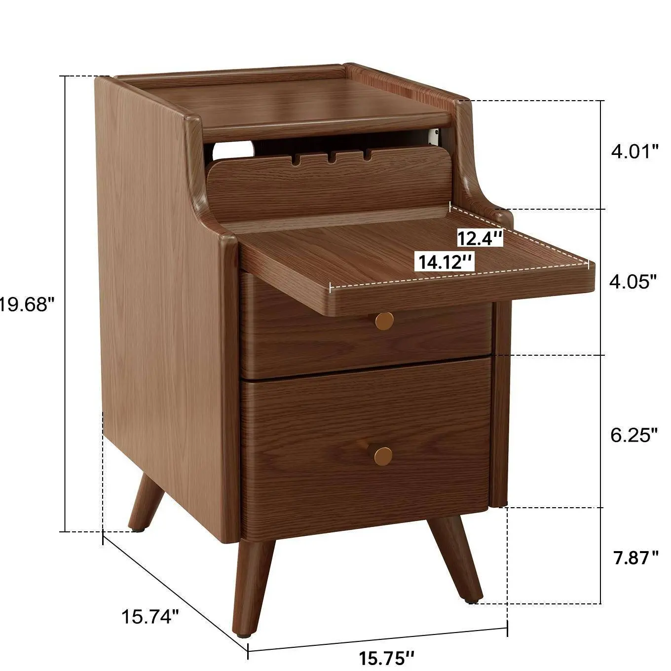 Premium Solid Wood Nightstand | No MDF, 2 Drawer Storage, Space-Saving Bedside Table