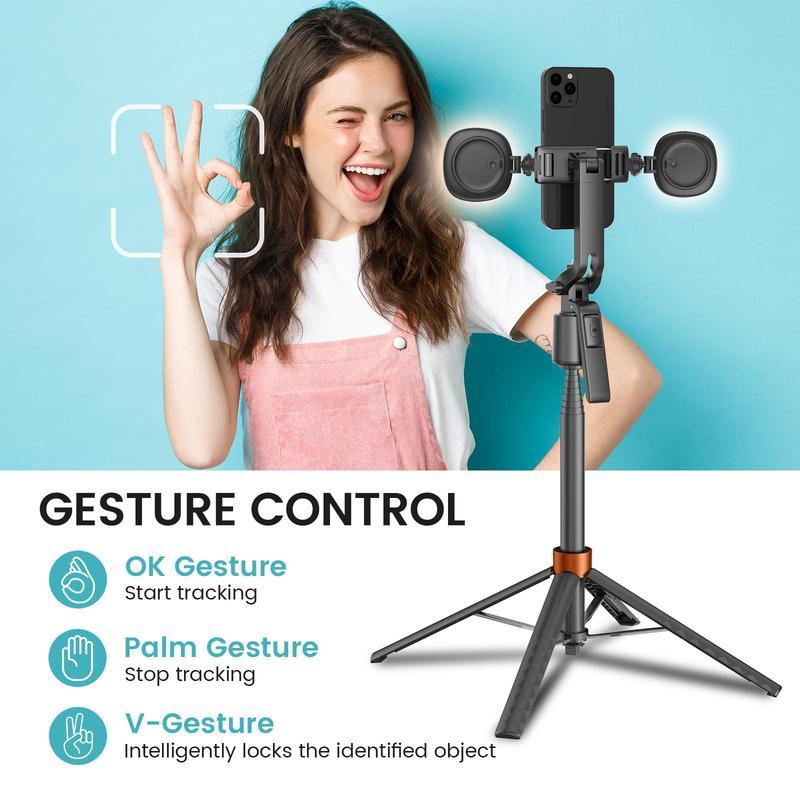 360° Rotatable Adjustable Selfie Stick Tripod, Rechargeable Smart Face Tracking Tripod with 2 Fill Lights, Auto Face Tracking Phone Holder for Vlog, Live Streaming, Remote Tripod 360° Rotatable Adjustable Selfie Stick Tripod, Rechargeable Smart Face Tracking Tripod with 2 Fill Lights, Auto Face Tracking Phone Holder for Vlog, Live Streaming, Remote Tripod