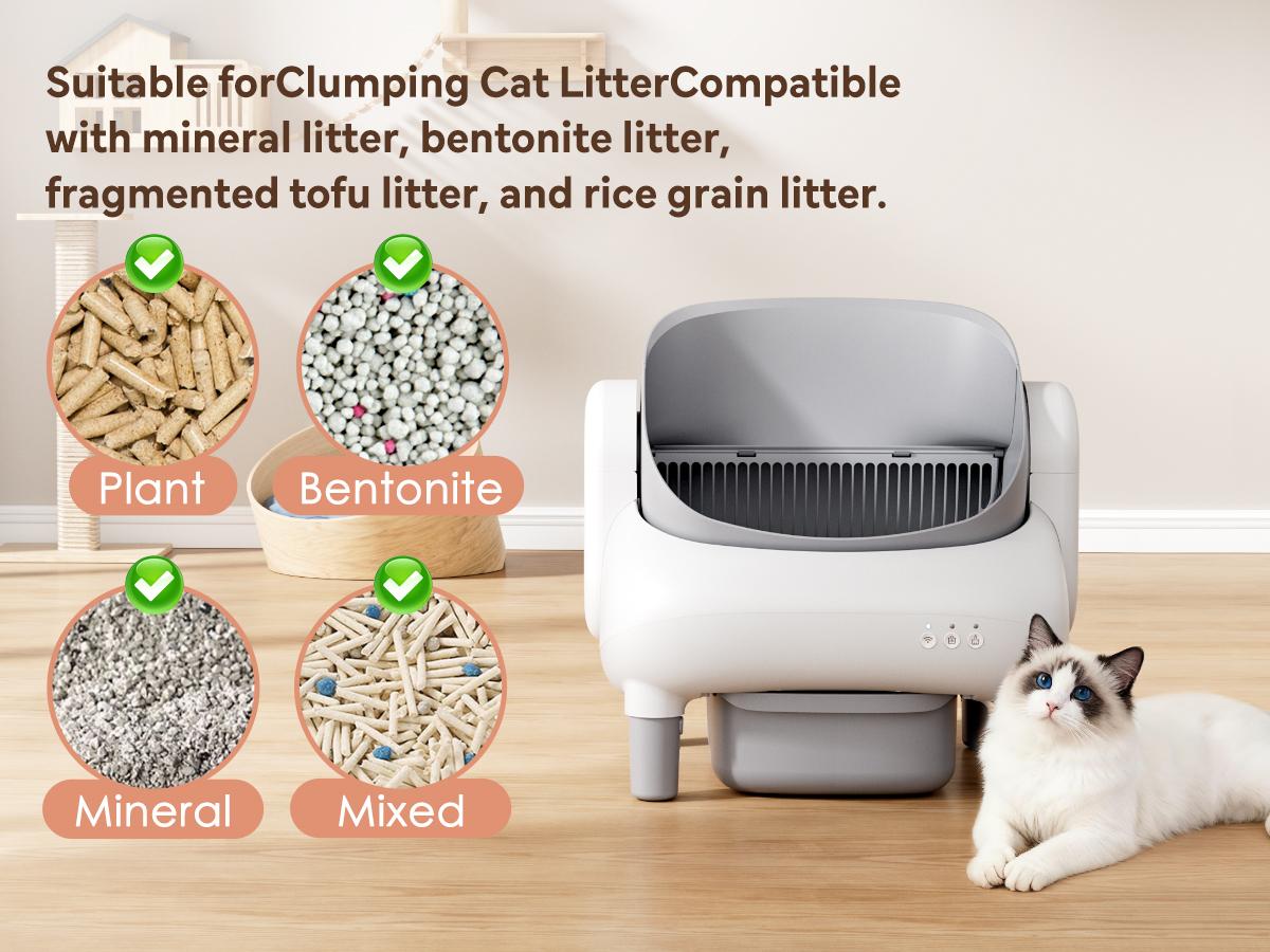 FUMOI Automatic Litter Box for Multi-Cat Homes - Open-Top Auto Cleaner, APP Control, Safety Sensors, Odor Lock, 10.5L Large Waste Bin (2.4G WiFi Only) FUMOI Automatic Litter Box for Multi-Cat Homes - Open-Top Auto Cleaner, APP Control, Safety Sensors, Odor Lock, 10.5L Large Waste Bin (2.4G WiFi Only)