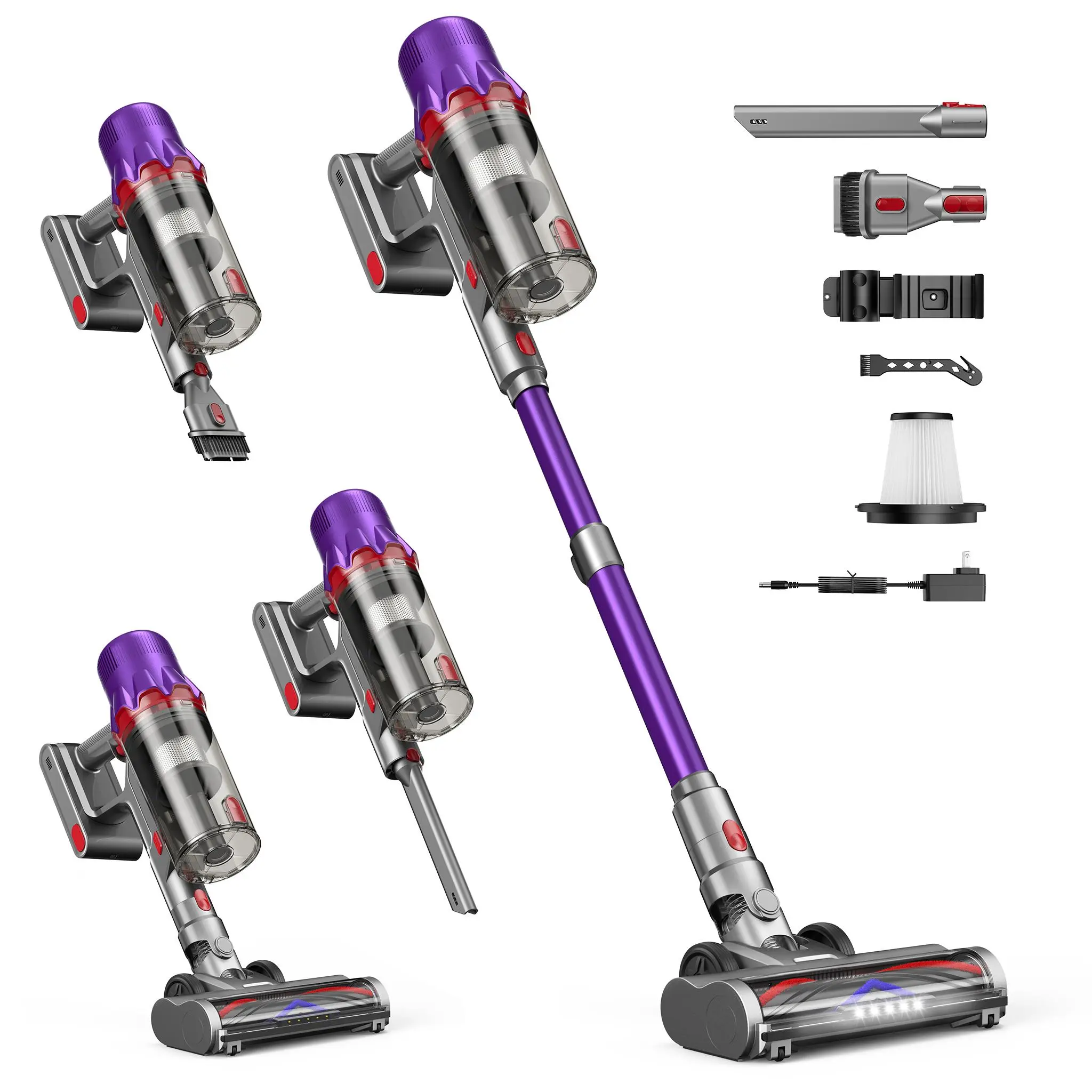 CUZMOK Cordless Vacuum Cleaner,45-Min Runtime 180W Powerful Suction,Self-Standing Stick Vacuum Cleaners with HEPA Filter for Home,Lightweight,Powerful Suction,Anti-Tangle Brush, LED Light,Detachable, for Carpet/Floor/Pet Hair/Car#Summervibes