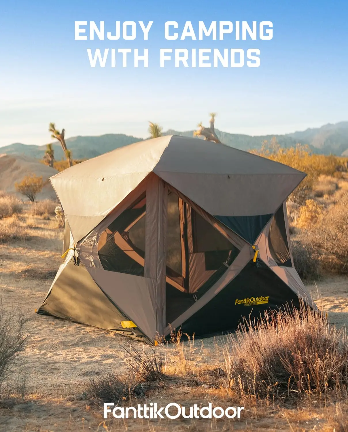 FanttikOutdoor Alpha C4 Ultra Camping Tent 4 Person Pop Up Instant Cabin Setup in 60 Seconds Portable Hub Tent with Rainfly & Windproof for Outdoor Camping & Overlanding, Instant Canopy Tent, Windproof Folding Tent,SummerWins