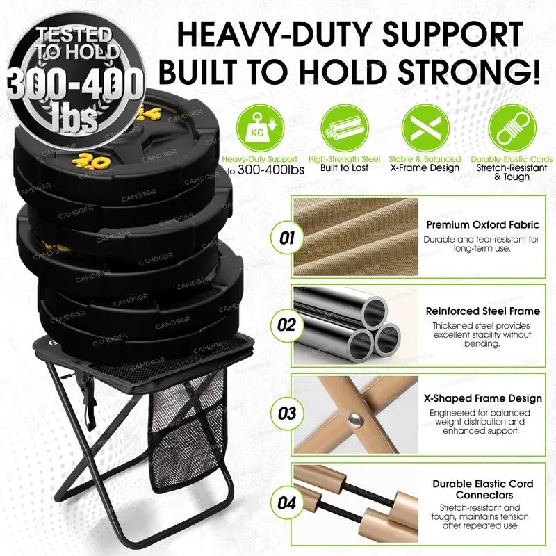 AoranTop Best Gift Choices，Ultra Light Portable Camping Chair，Portable Outdoor Folding Chair with Shoulder, Strap Ultra Light 1.5 lbs, Max Load 400lb, Two Side Pockets Velcro Storage for Camping Hiking Fishing BBQ