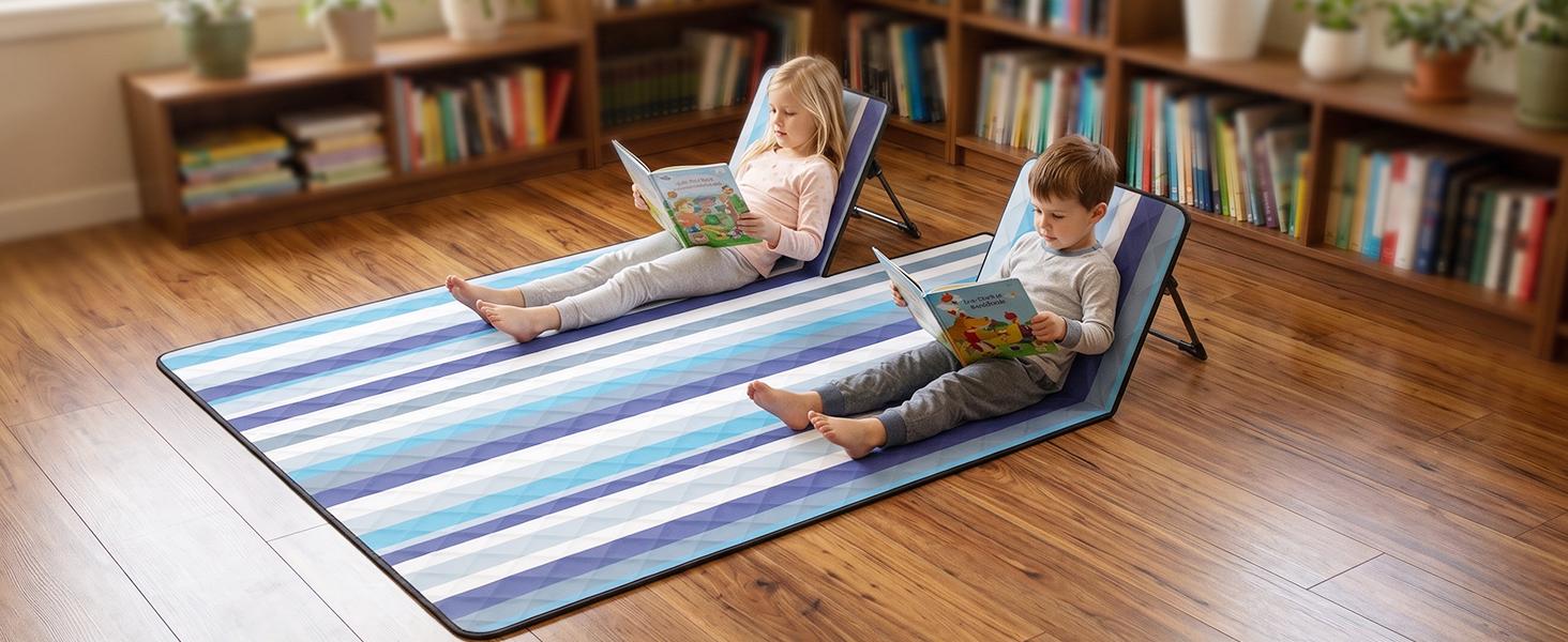 Jactum 2-in-1 Foldable Backrest Lazy Chair & Waterproof Picnic Blanket, 80 in Large Size, Easy Carry, Fits 1-3 Ppl for Camping Outdoor Use, Unisex