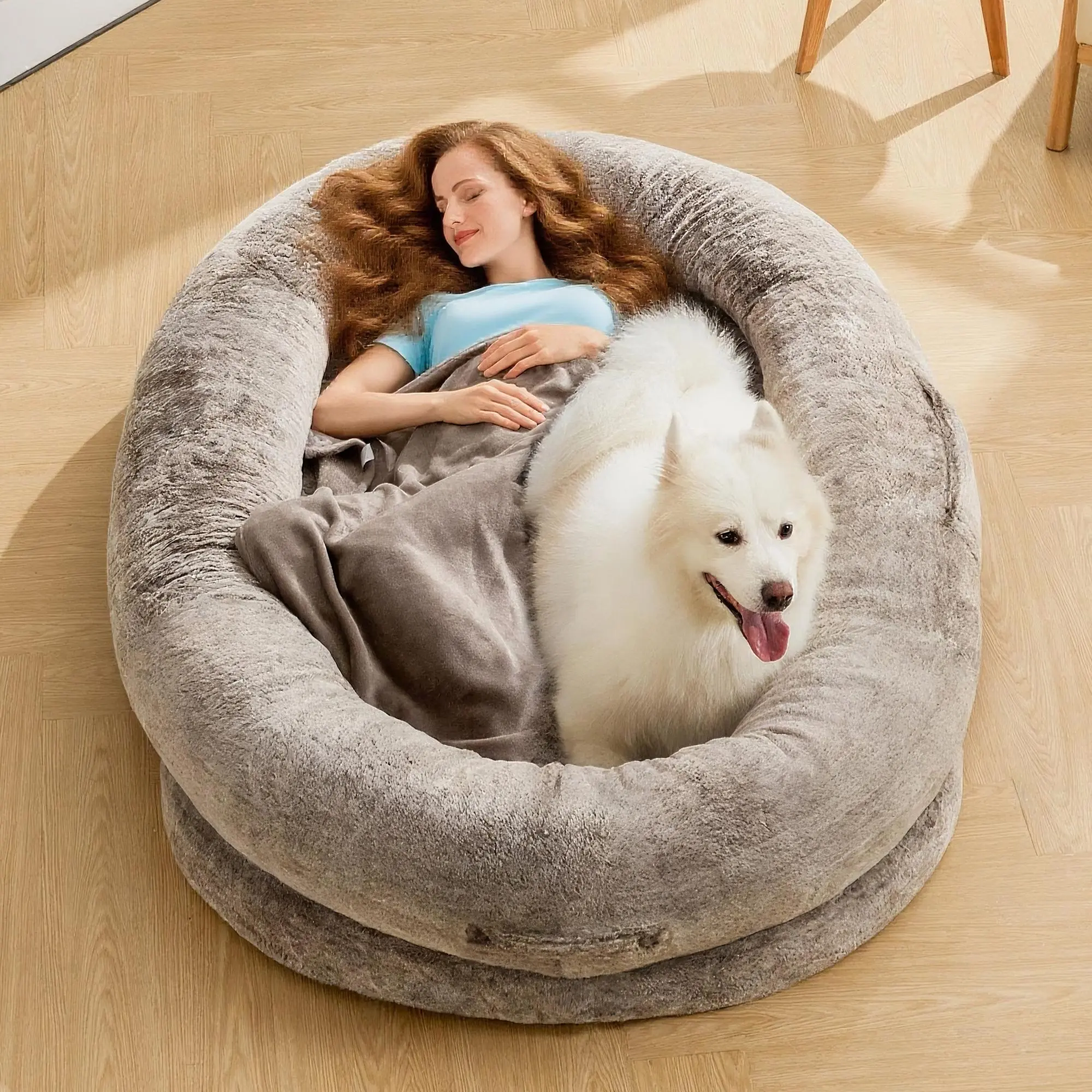 Cozy Four‑Season Pet Sofa Bed, Basket‑Style Washable Dog & Cat Lounger with Pillow & Blanket, Comfort‑Supportive for Large Dogs Over 80 lbs, Modern Decor for Deep Rest, Ideal Pet‑Lovers Gift