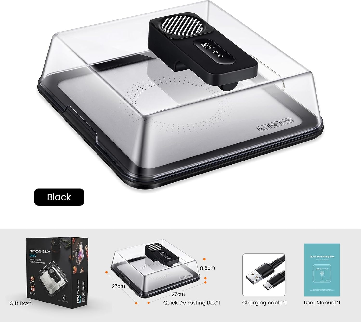 HULIABU Rapid Defrosting Tray for Frozen Meat, Meat Thawing Tray for Frozen Meat with Airflow Technology, Meat Defroster, Smart Defrosting Mat, Thawing Mat, No Microwaves, No Cold/Warm Water Required, White