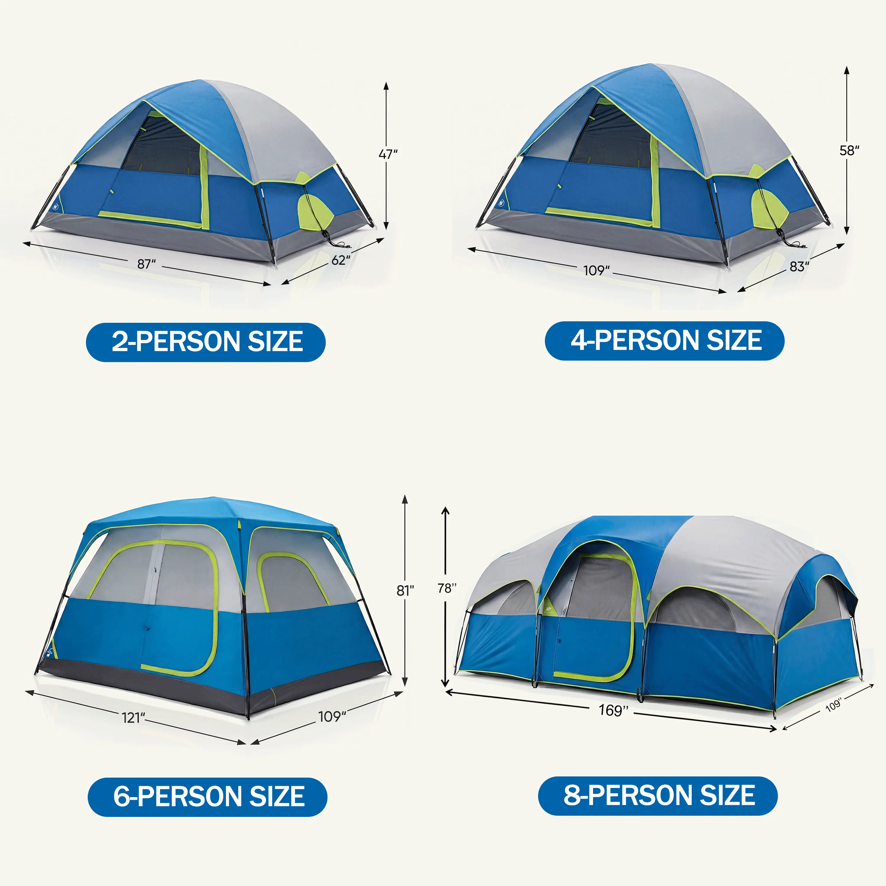 Sweetcrispy 2-8 Person Instant Polyester Camping Tent for Families, Easy Setup with Removable Rainfly, Power Cord Access & Excellent Ventilation, Easy Setup Tents, Tents For Camping
