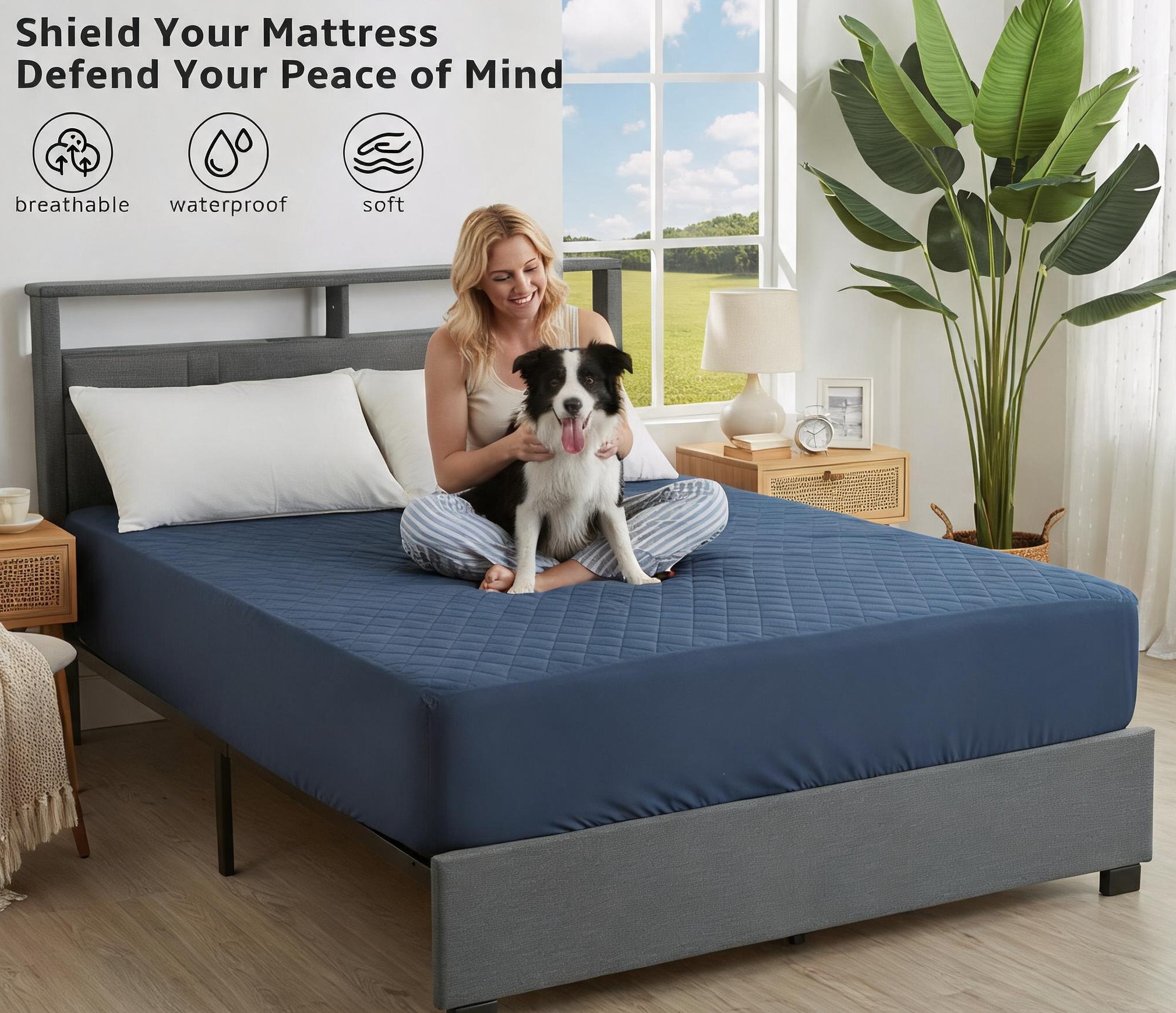 Raybee Waterproof Mattress Protector Queen Size, Washable & Durable Mattress Cover, 6-16'' Deep Pocket Mattress Pad , Fitted Sheet For Bedroom, Guest Room, Collage Dorm,Hotel,Dust Proof,back to school,back to school shopping,home decor Raybee Waterproof Mattress Protector Queen Size, Washable & Durable Mattress Cover, 6-16'' Deep Pocket Mattress Pad , Fitted Sheet For Bedroom, Guest Room, Collage Dorm,Hotel,Dust Proof,back to school,back to school shopping,home decor