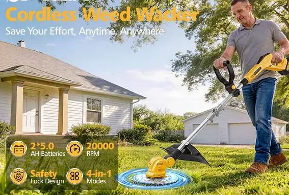 GEVEELIFE Bruchless Electric Weed Wacker String Trimmer,21V Cordless Weed Eater and Edger, 15'' Cutting Width with 2*5.0Ah Batteries Powered Brush Cutter, 4 in 1 Lawn Mower , Eco Friendly Grass Cutter, GEVEELIFE Bruchless Electric Weed Wacker String Trimmer,21V Cordless Weed Eater and Edger, 15'' Cutting Width with 2*5.0Ah Batteries Powered Brush Cutter, 4 in 1 Lawn Mower , Eco Friendly Grass Cutter,