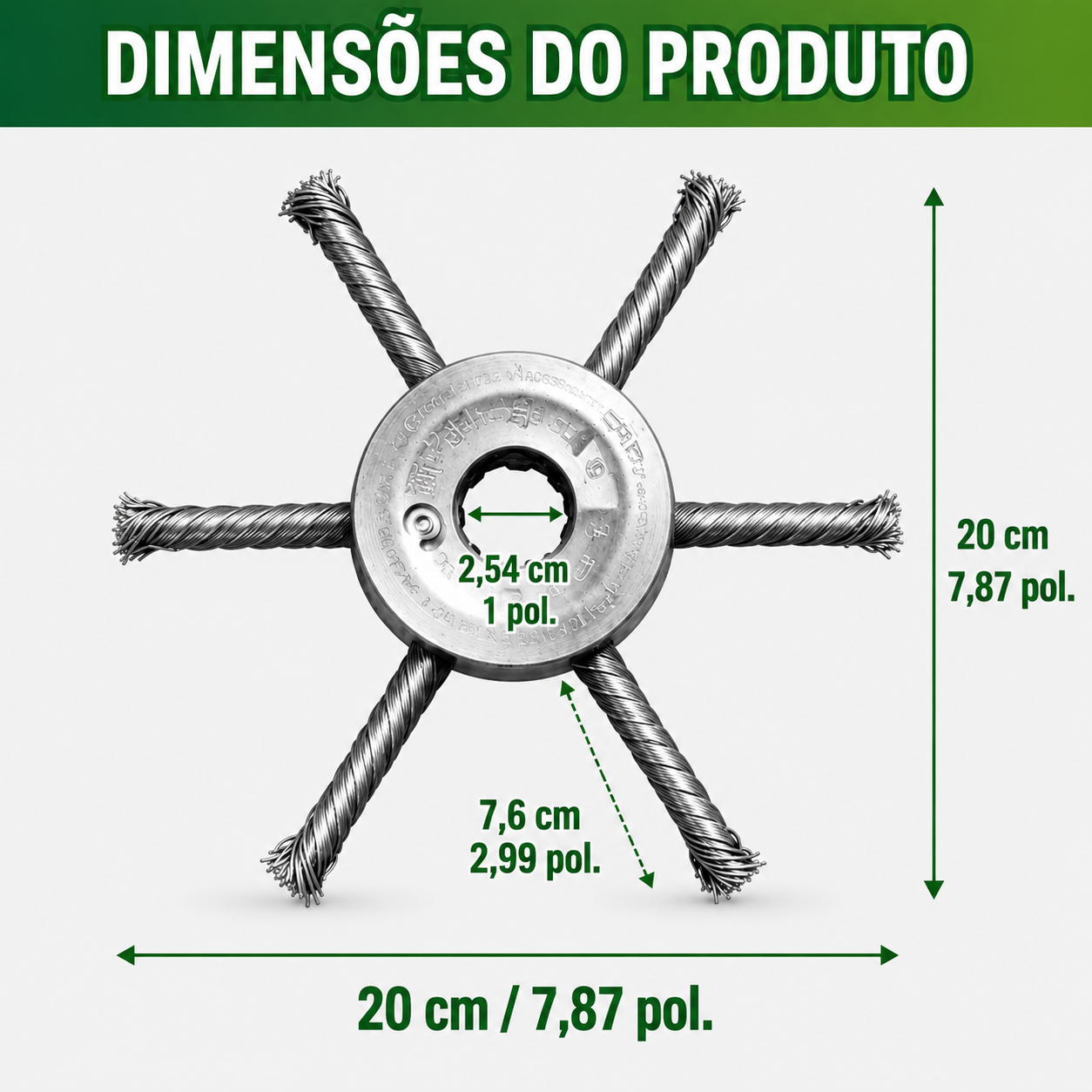 ⚡ A cabeça do cortador de relva possui 6 lâminas em aço inoxidável