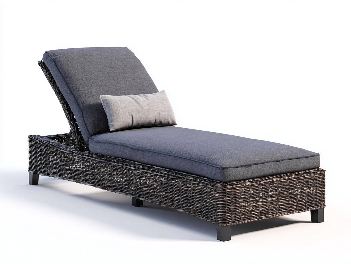 Sonnenliege-Rattan-Gewebe-Metall-204x72x83 cm-Dunkelbraun-Dunkelgrau-Modernes Gartenmöbel-Cozygoyard