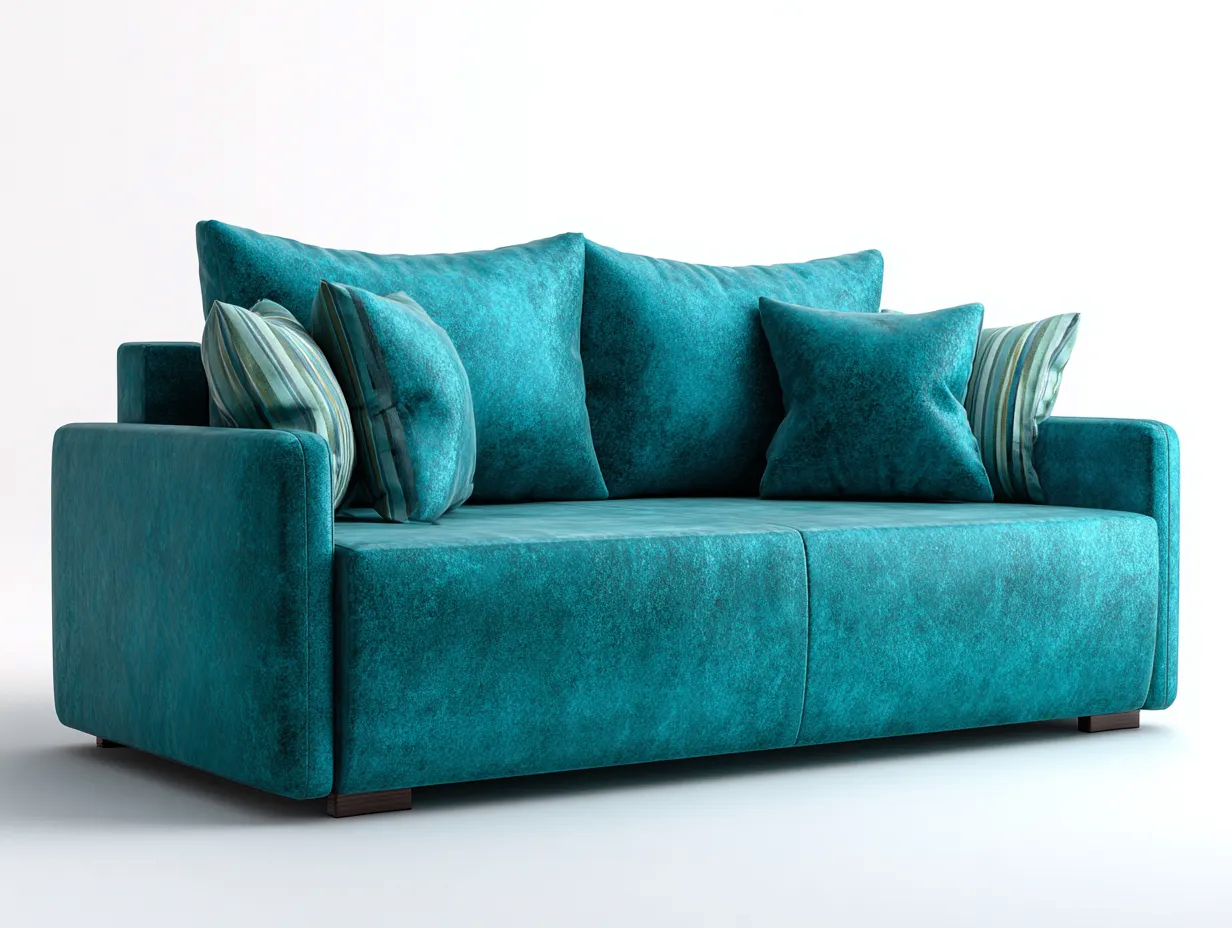 Gerades Sofa-Stoff-Schaumstoff-Holz-200 x 95 x 88 cm-Türkis-Modernes Design-Cozygoyard