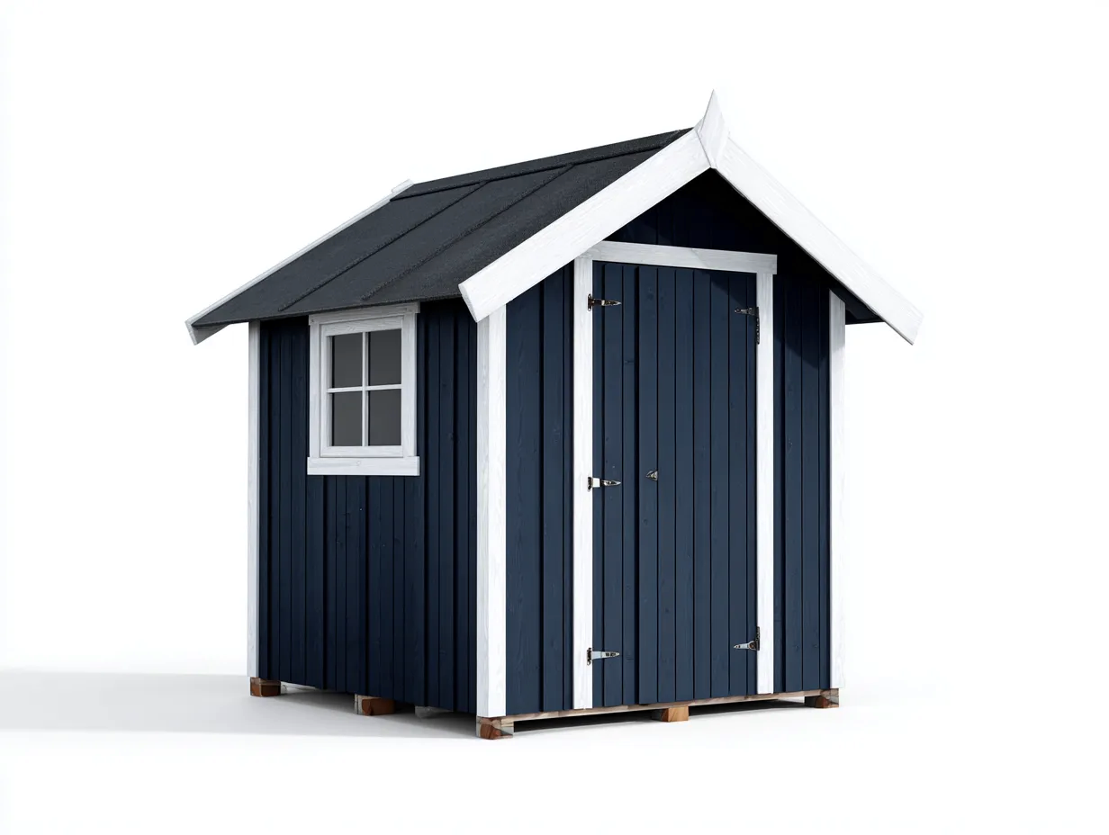 Gartenhäuser-Holz-Metall-198x142x216 cm-Blau-Weiß-Skandinavisches Design-Cozygoyard