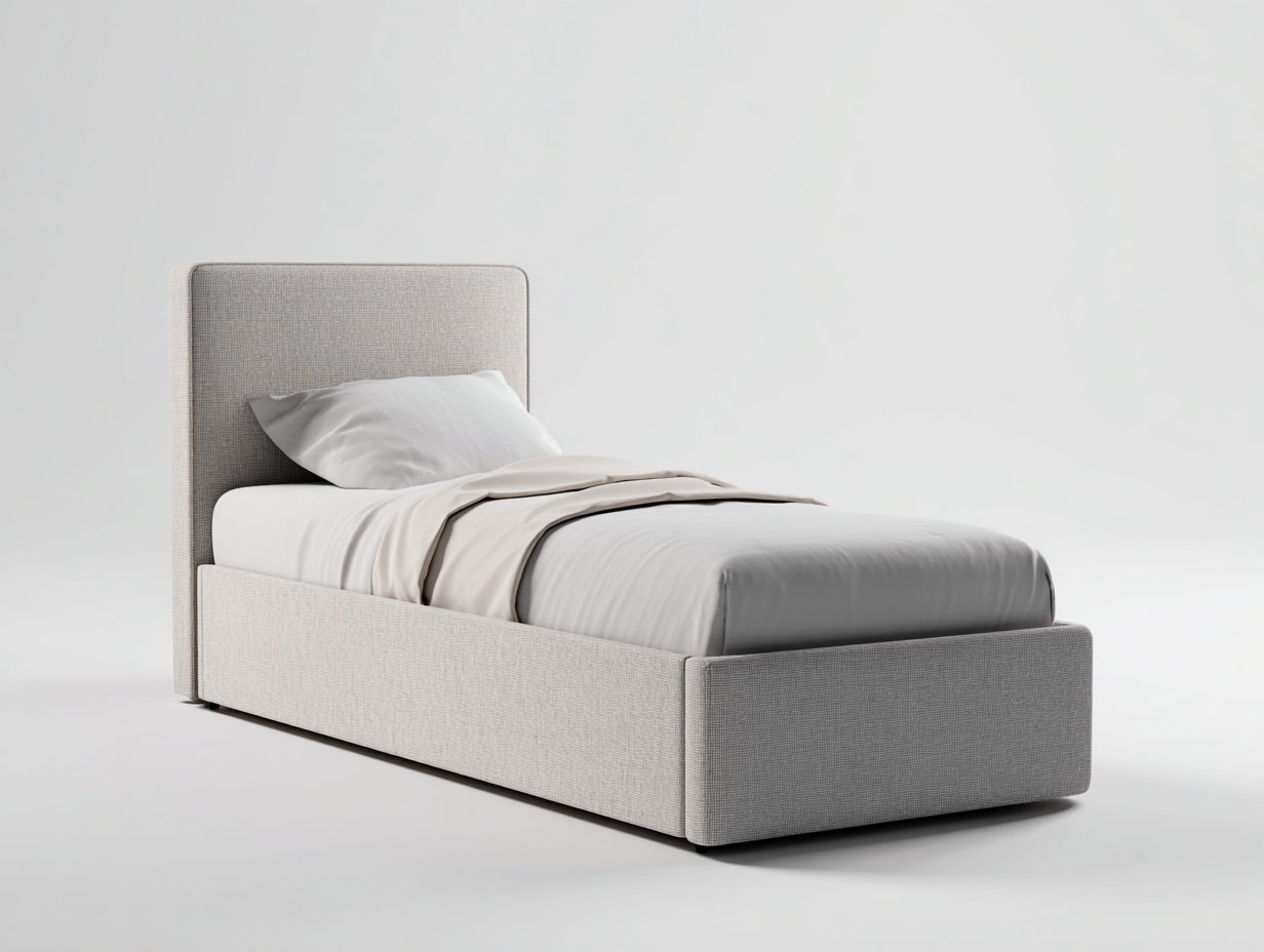Etagenbetten-Stoff-Holz-208 x 99 x 102 cm-Hellgrau-Modernes Design-Cozygoyard