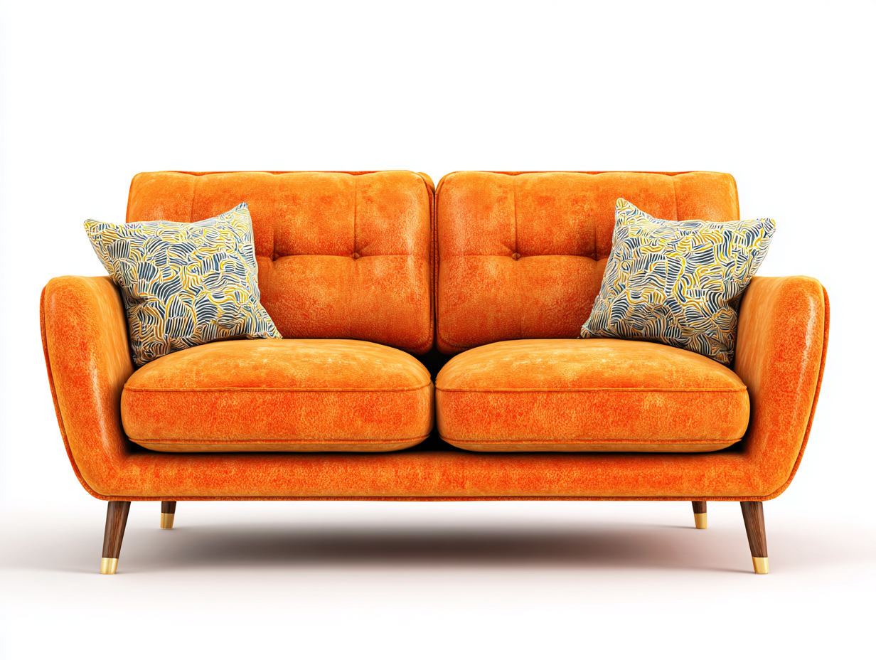 Zweisitzer Sofa-Stoff-Holz-178 x 90 x 83 cm-Orange-Mid Century Modern Stil-Cozygoyard