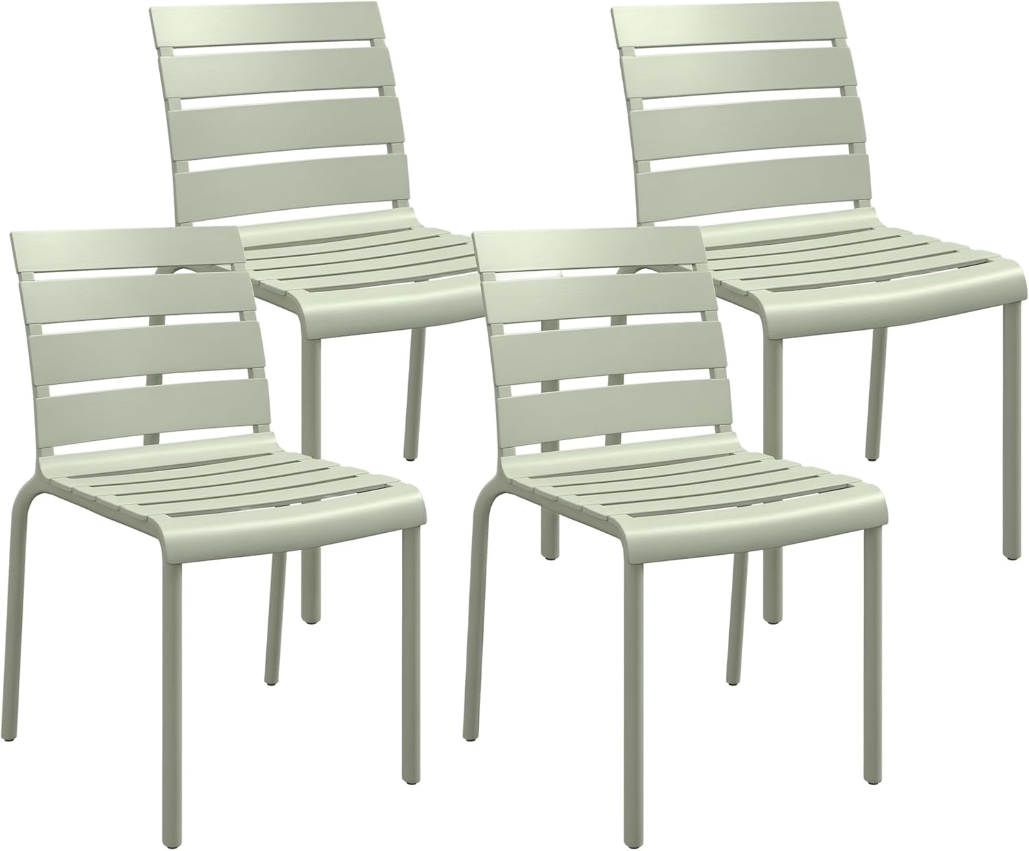 Lot de 4 chaises de jardin Outsunny vertes - chaises de bistro empilables en polypropylène avec assise et dossier à lattes-Nestuphut