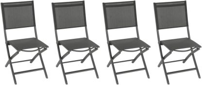 Hespéride Essentia - Lot de 4 chaises de jardin pliantes anthracite - Aluminium et texaline pour extérieur-Nestuphut