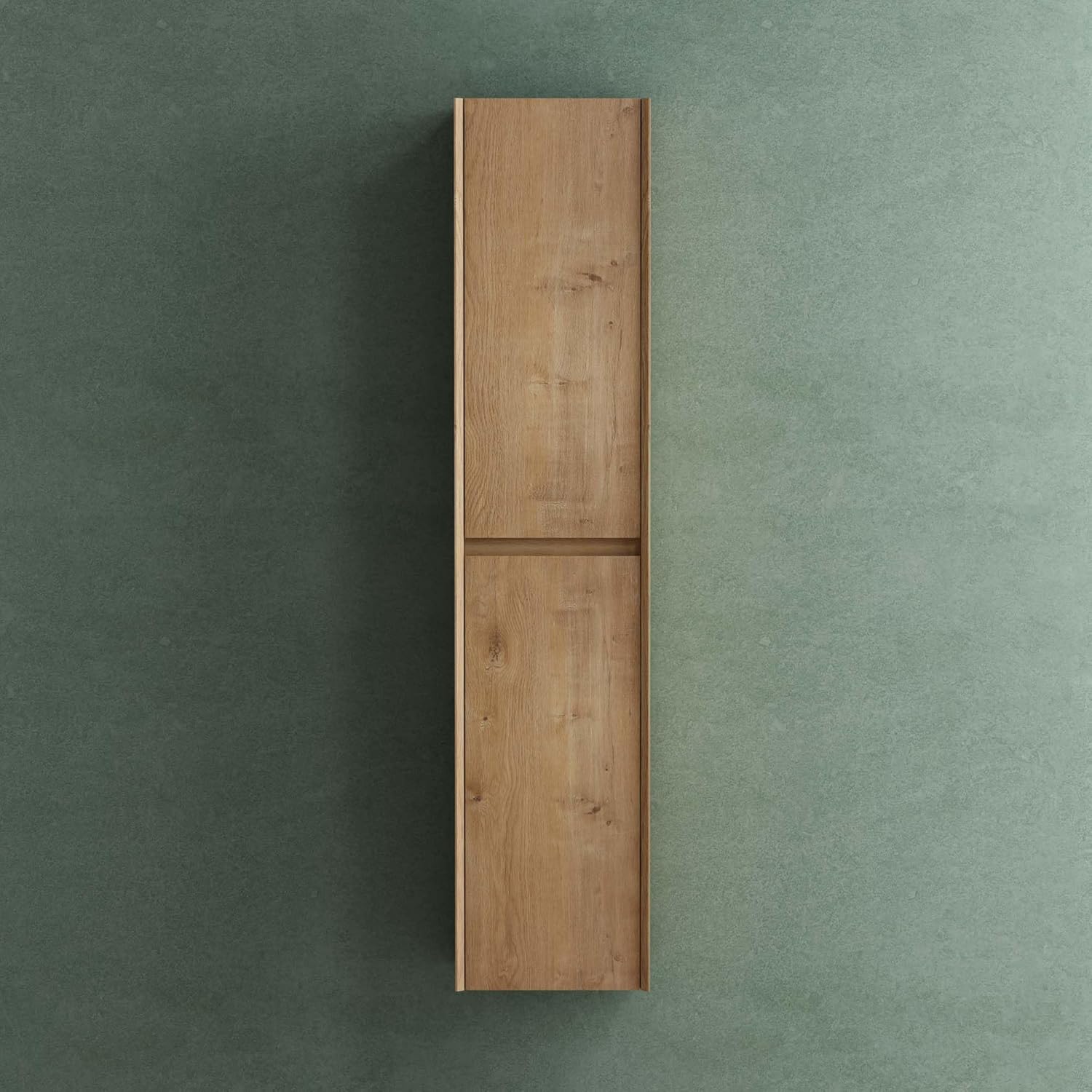 Armoire salle de bain murale haute - Mai et Mai - 35 x 30 x 160 cm 2 portes 6 compartiments marron clair-Nestuphut