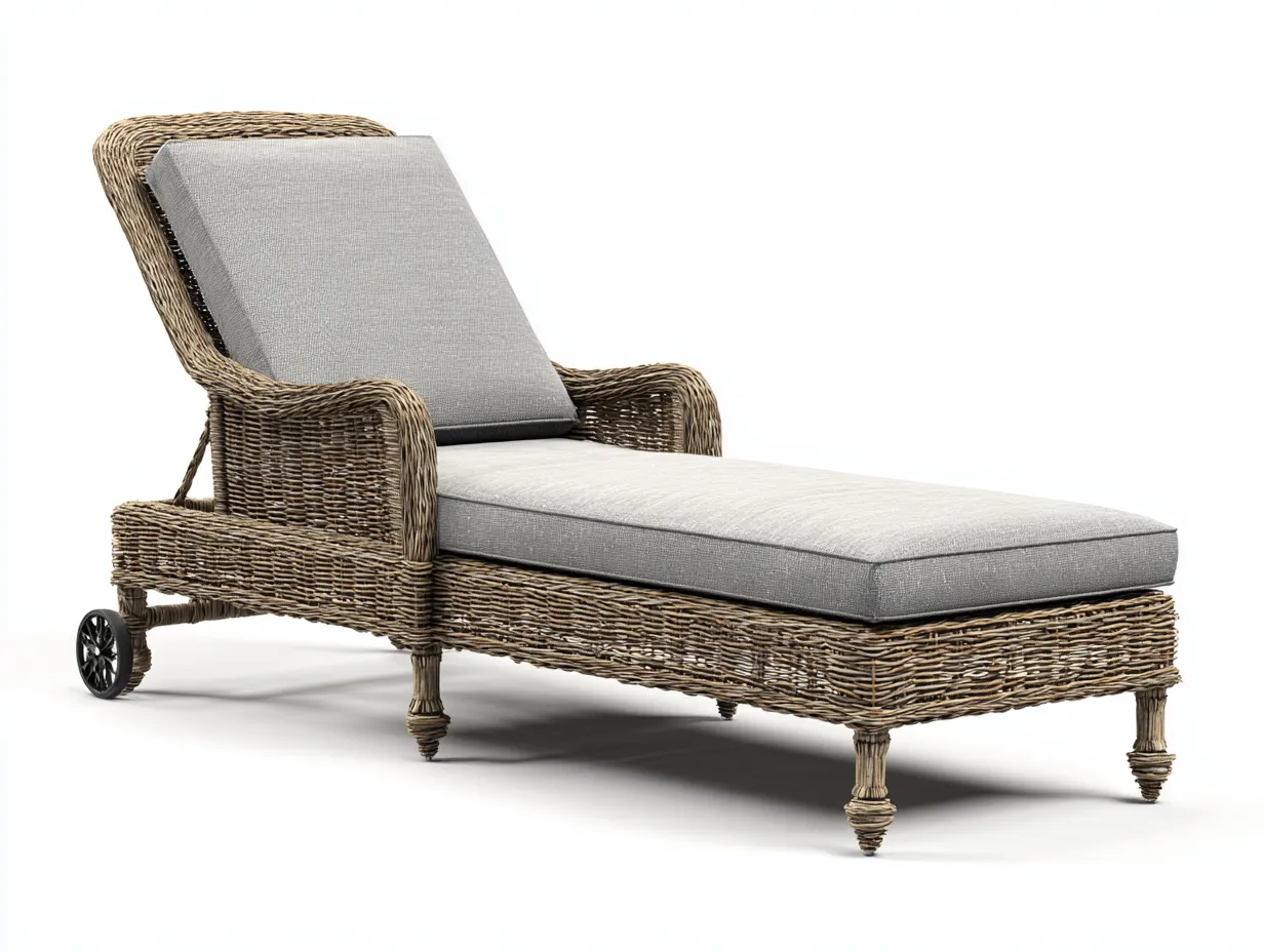 Bain de soleil en résine tressée avec dossier réglable 195x70x88 cm - gris-rotin naturel - style élégant pour jardin-Nestuphut
