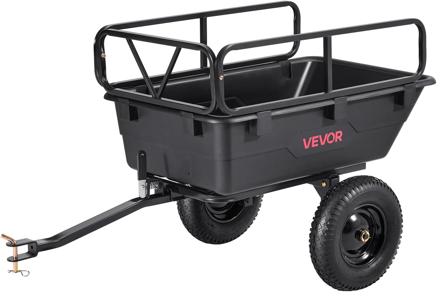 VEVOR remorque à benne basculante 283 L - Chariot de jardin noir pour tracteur tondeuse VTT et UTV-Nestuphut