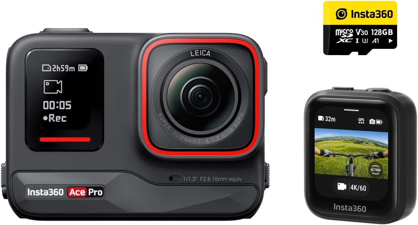 Insta360 Ace Pro Kit GPS - Caméra d action 4K étanche Leica - Wi Fi écran rabattable 2,4 pouces et réduction du bruit IA-Nestuphut