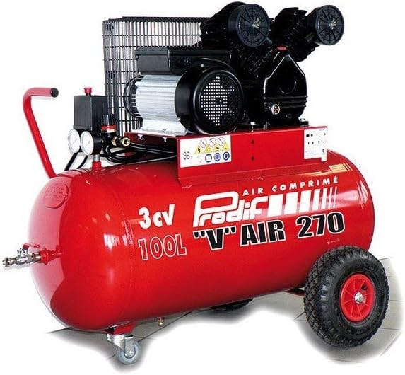Compresseur d'air PRODIF Pro 100 L 3 CV 230 V rouge débit 347 L par min pour gonflage peinture pulvérisation et soufflage-Nestuphut