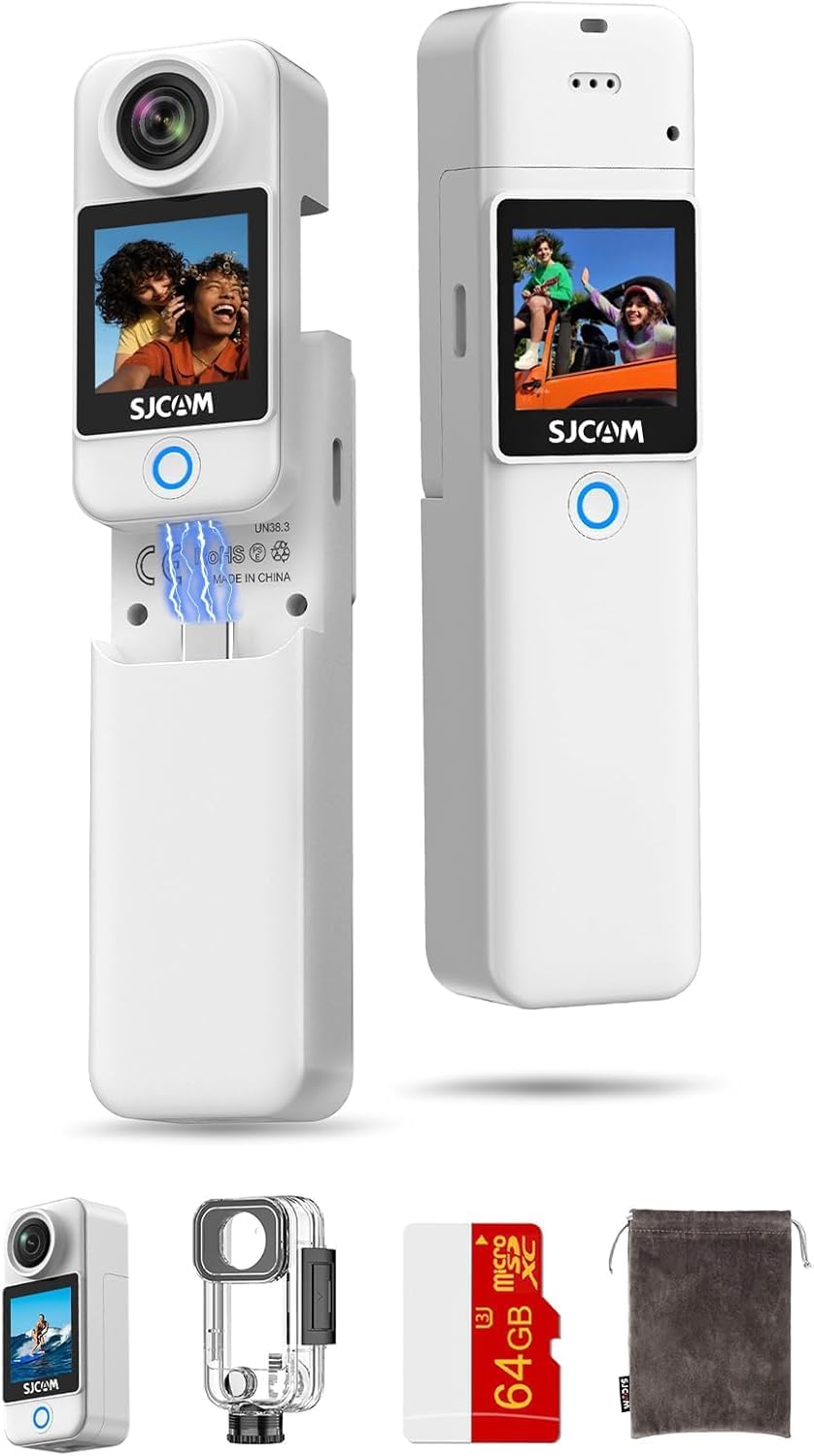 SJCAM C300 caméra sport étanche - 4K autonomie 460 min double écran tactile stabilisation 6 axes pour vlog blanc-Nestuphut