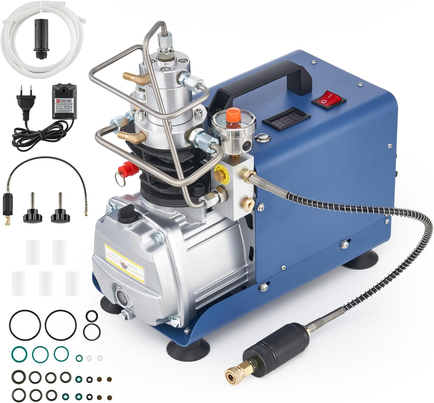 Compresseur à air portable haute pression CREWORKS 1800 W 310 bar 220 V 50 L par min avec manomètre et pression réglable-Nestuphut